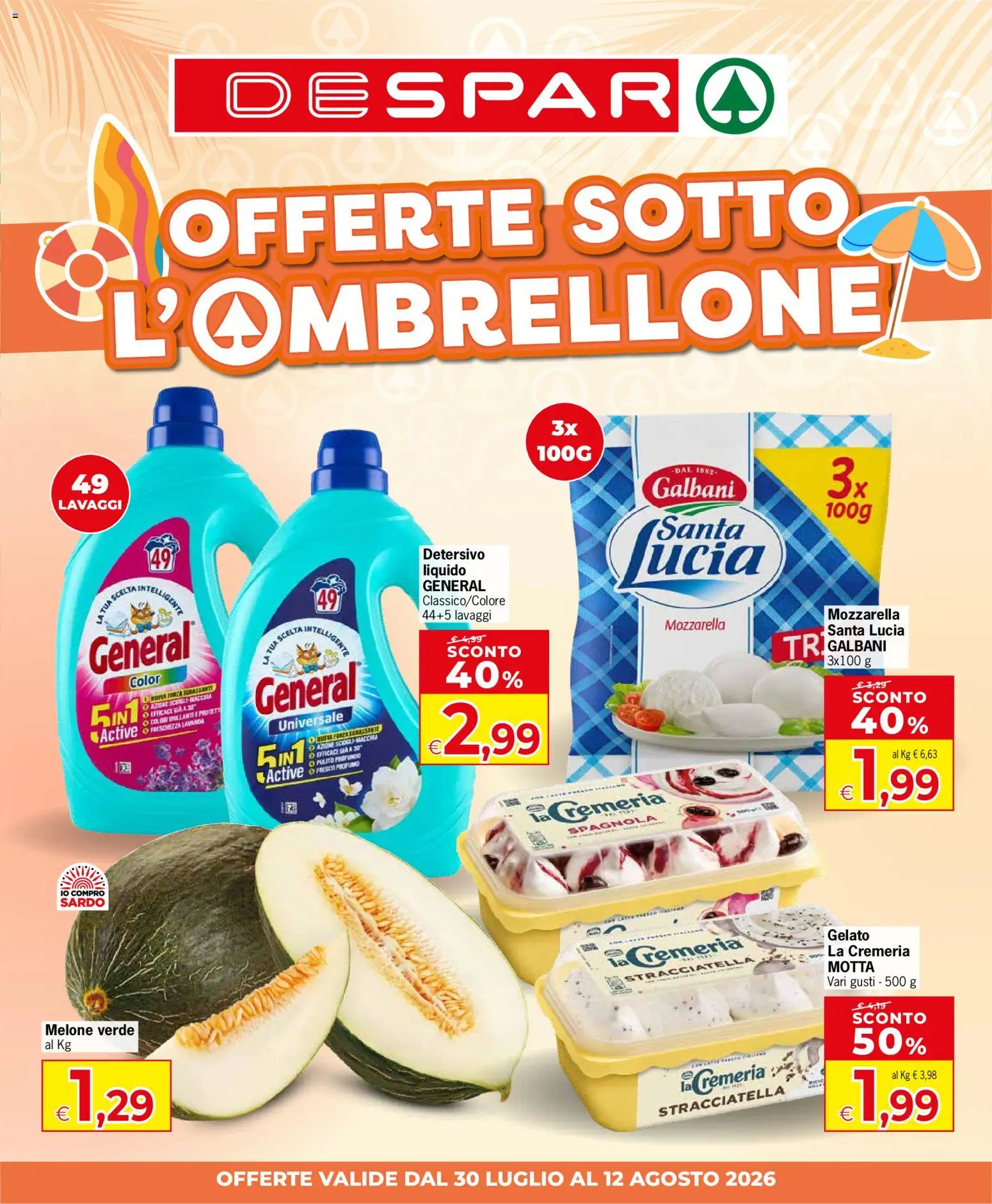 Volantino Despar del 30/07/2026 | Pagina: 1 | Prodotti: Gelato, Lavanda, Stracciatella, Profumo