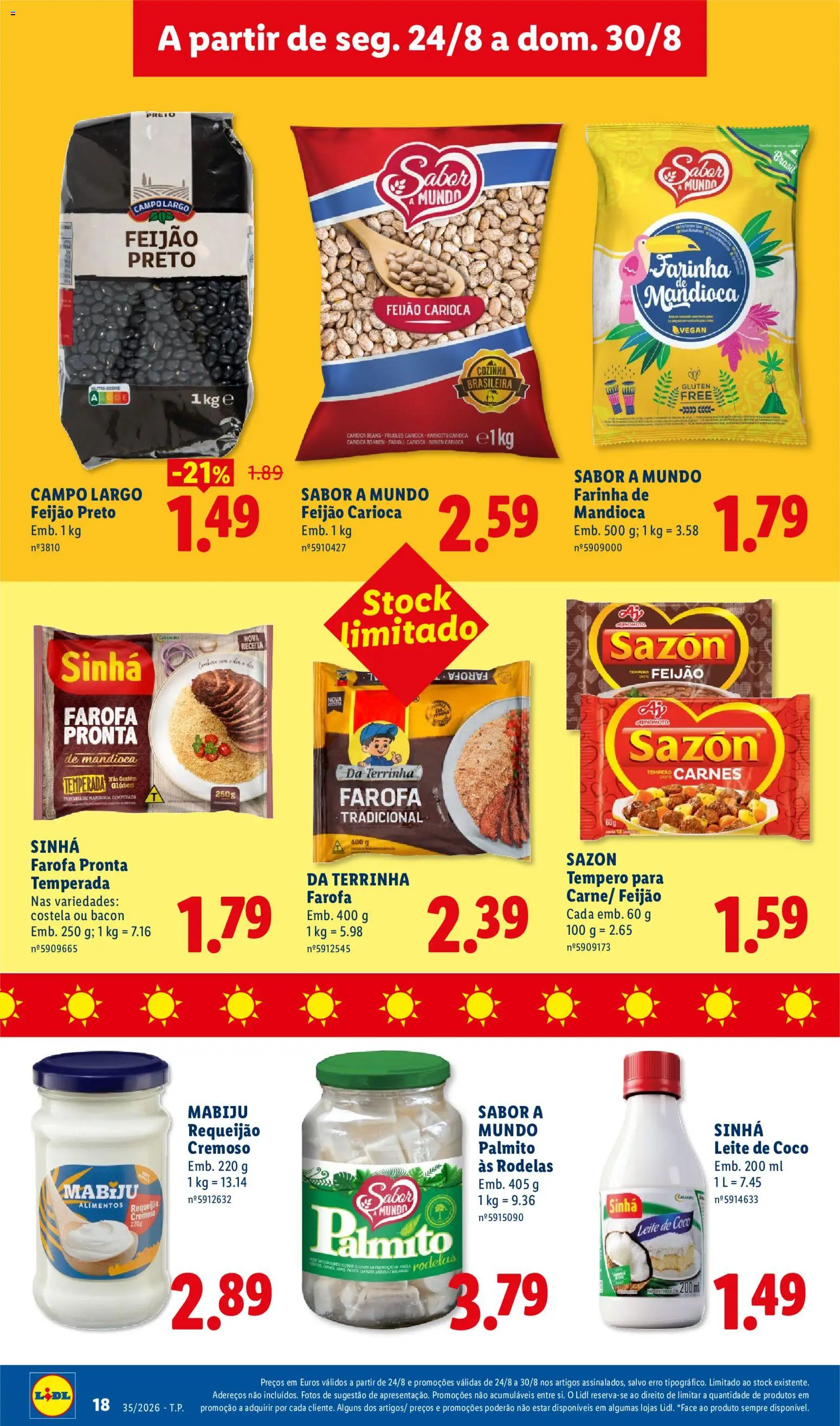Lidl folheto │ válido de 24/08/2026 | Página: 18 | Produtos: Coco, Feijão, Leite de coco, Farinha