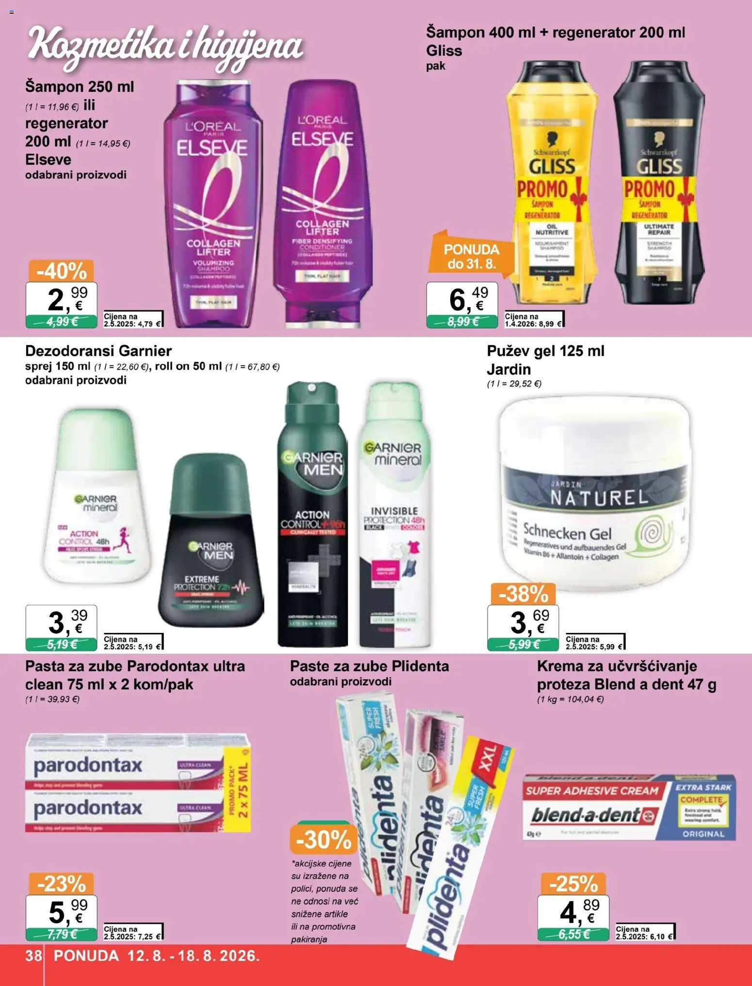 KTC katalog | vrijedi od 12.08.2026 | Stranica: 38 | Proizvodi: Šampon, Regenerator, Pasta za zube, Krema