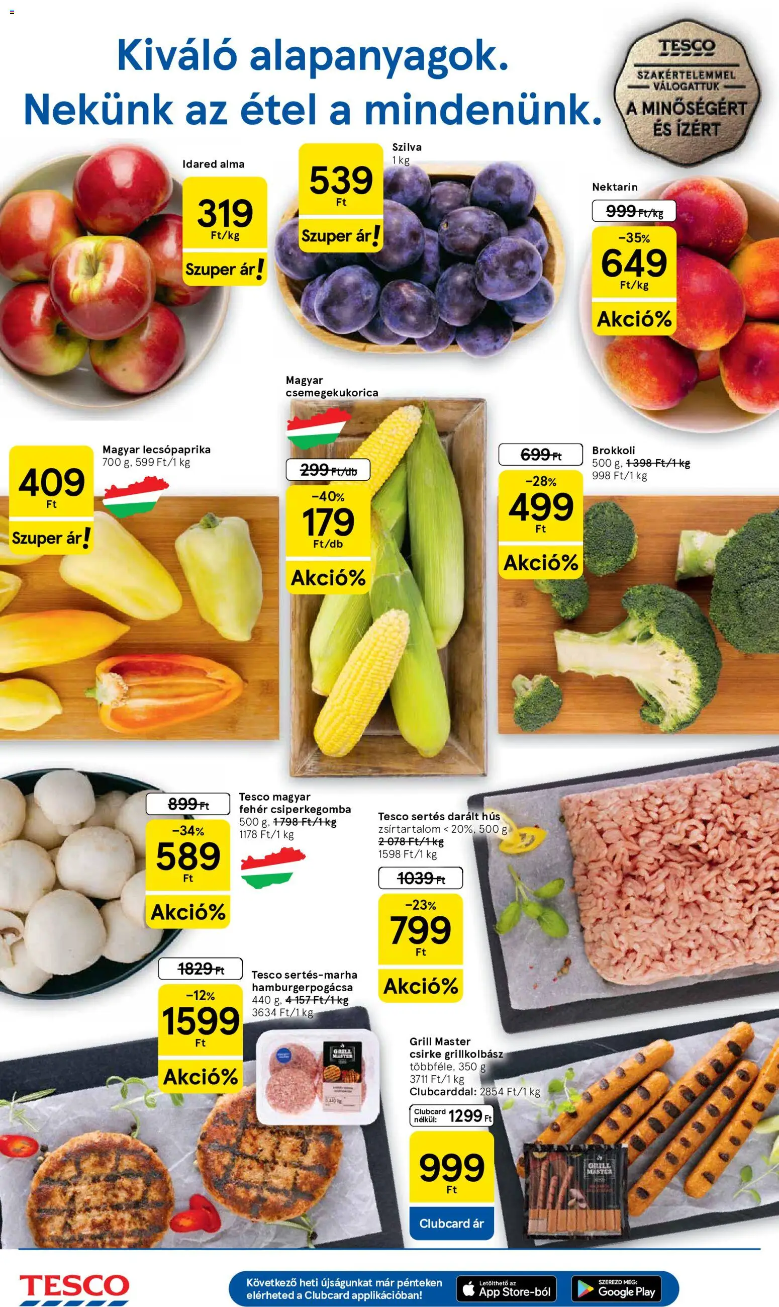 Tesco akciós ujság - amely érvényes a következő dátumtól: 2026.08.27. | Oldal: 2 | Termékek: Nektarin, Hamburgerpogácsa, Csemegekukorica, Grillkolbász