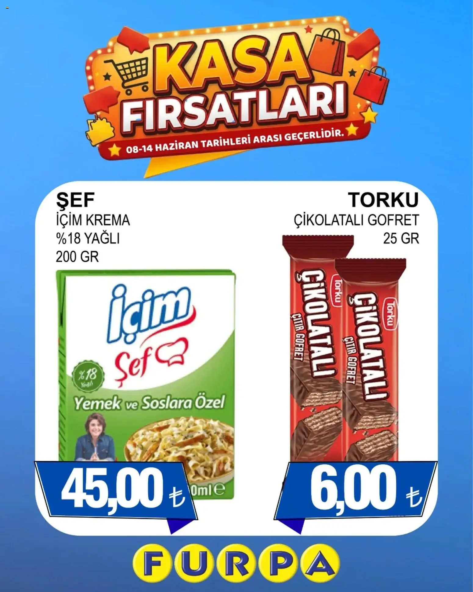 Furpa - Kasa Fırsatları - 08.06.2026 tarihinden itibaren geçerlidir | Sayfa: 1 | Ürünler: Gofret, Çikolatalı gofret, Krema, Kasa