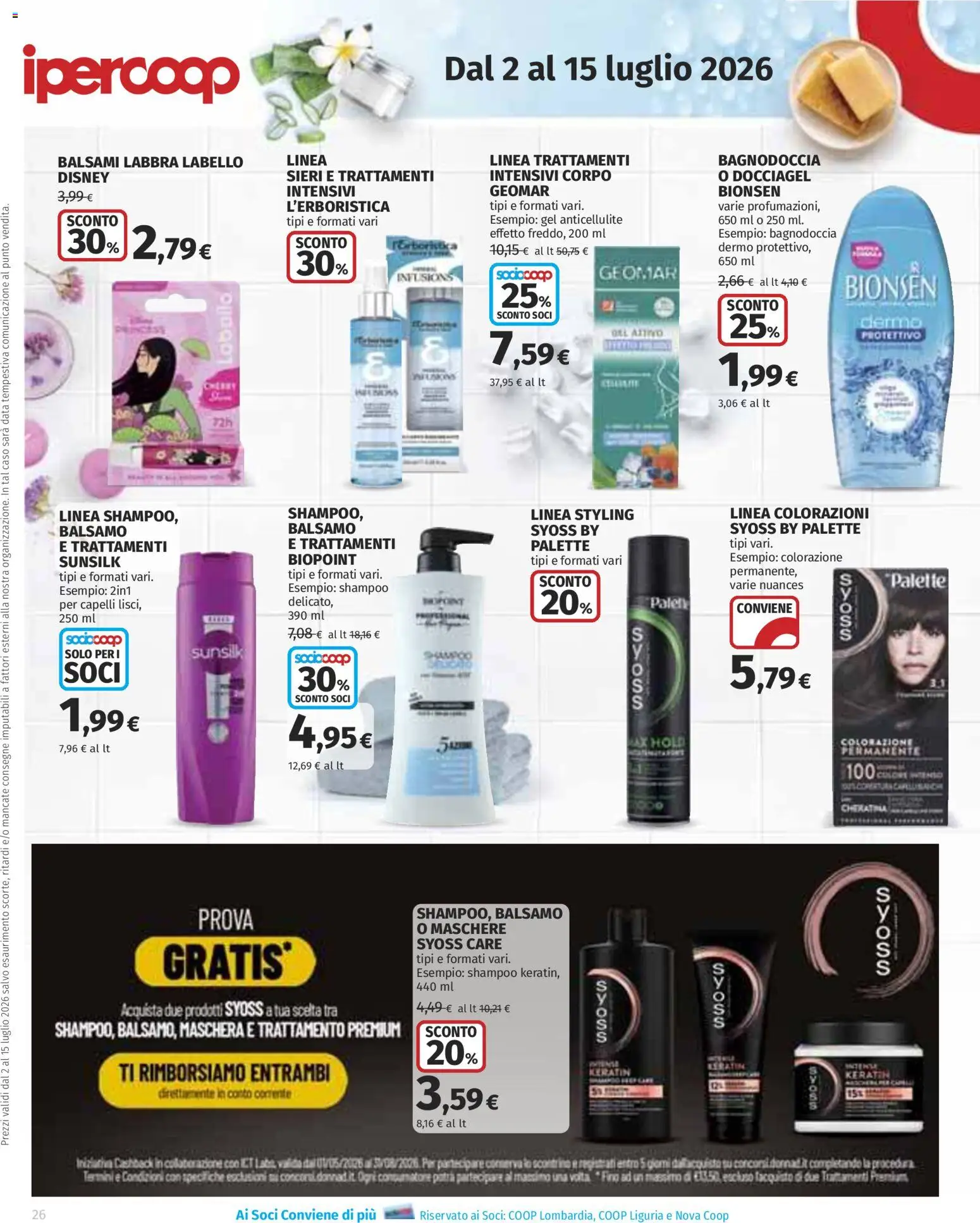 Volantino Ipercoop del 02/07/2026 | Pagina: 26 | Prodotti: Shampoo, Balsamo, Maschera, Data