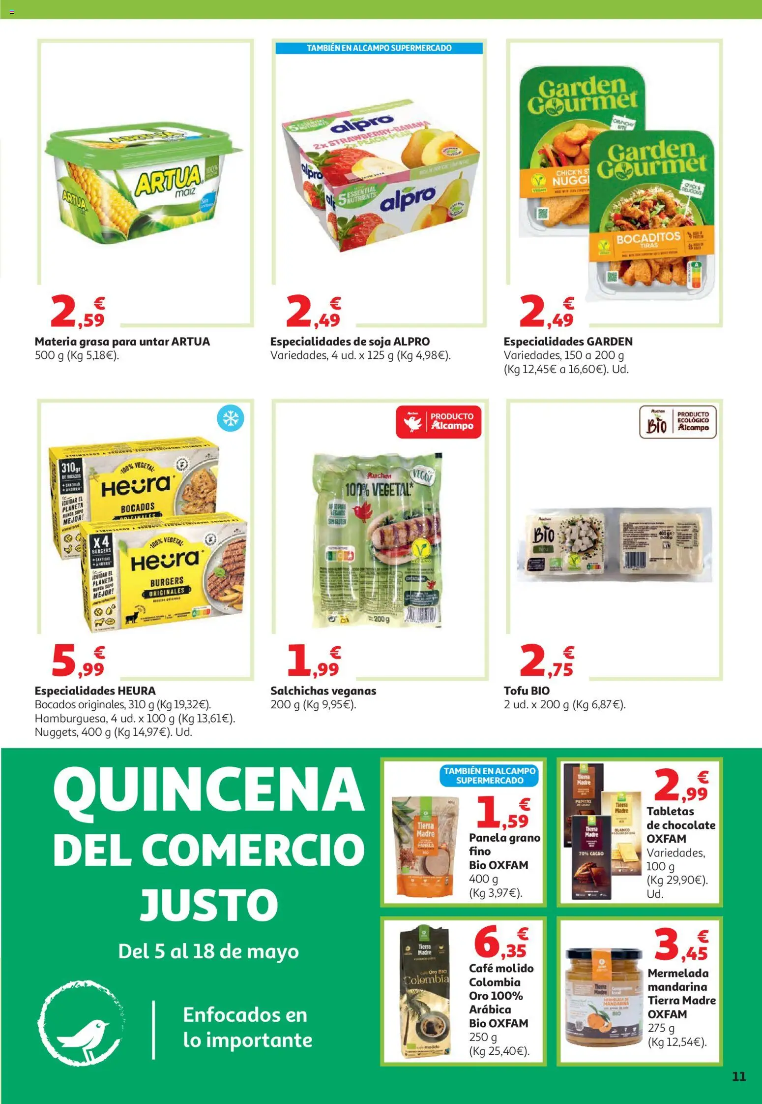 Alcampo HG Unico Mad │ válido desde el 05.05.2026 | Página: 11 | Productos: Café, Chocolate, Café molido, Φρυγανιές σικάλεως