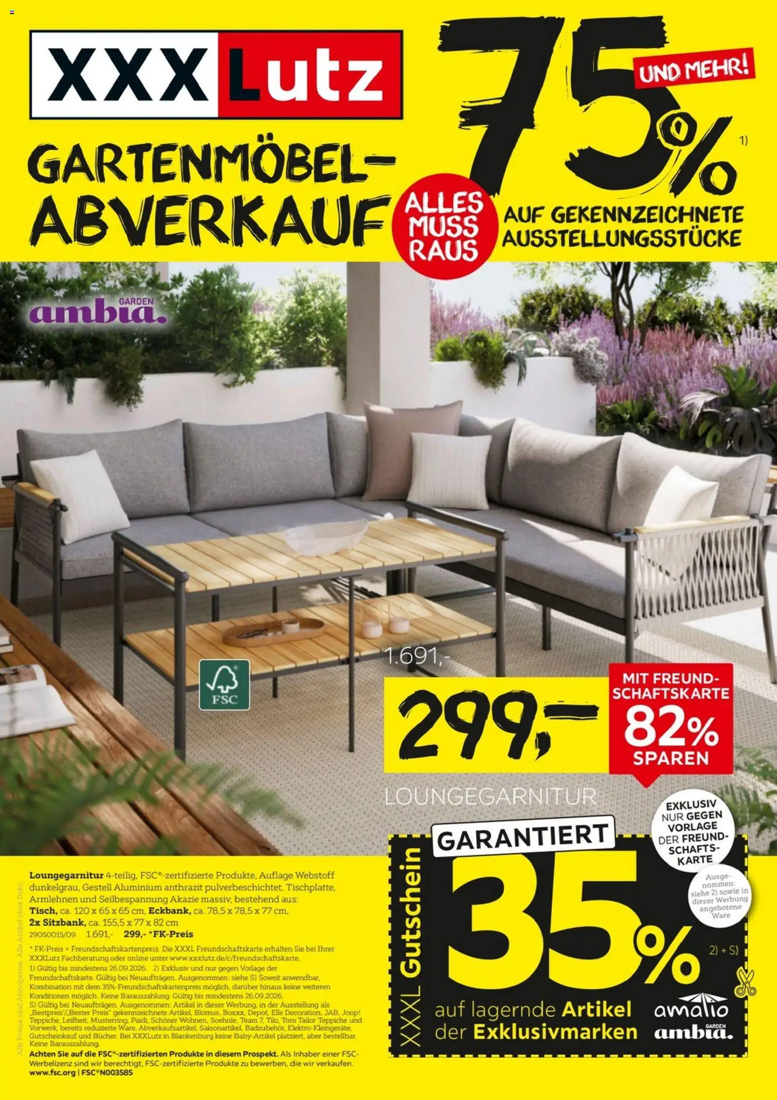 XXXLutz Gartenmöbelabverkauf – gültig ab 12.09.2026 | Seite: 1 | Produkte: Gartenmöbel