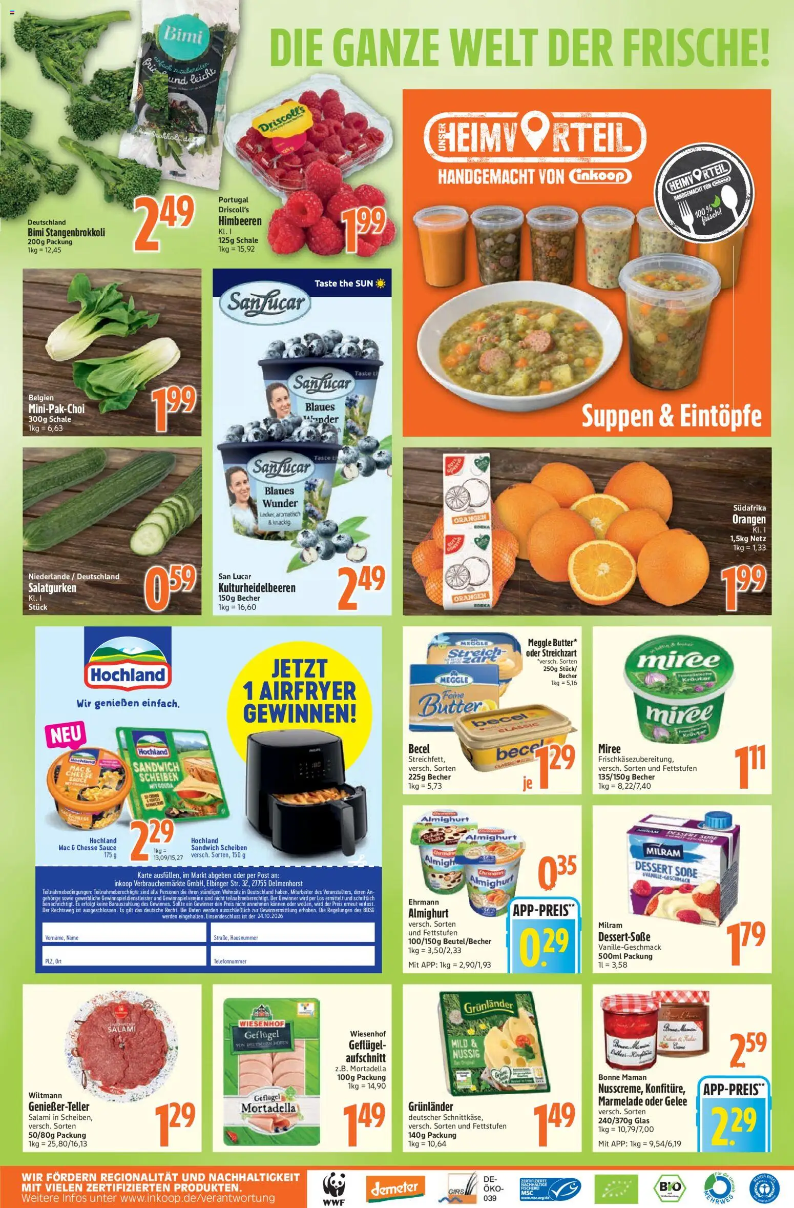 Inkoop Prospekt – gültig ab 12.10.2026 | Seite: 2 | Produkte: Butter, Becel, Orangen, Marmelade