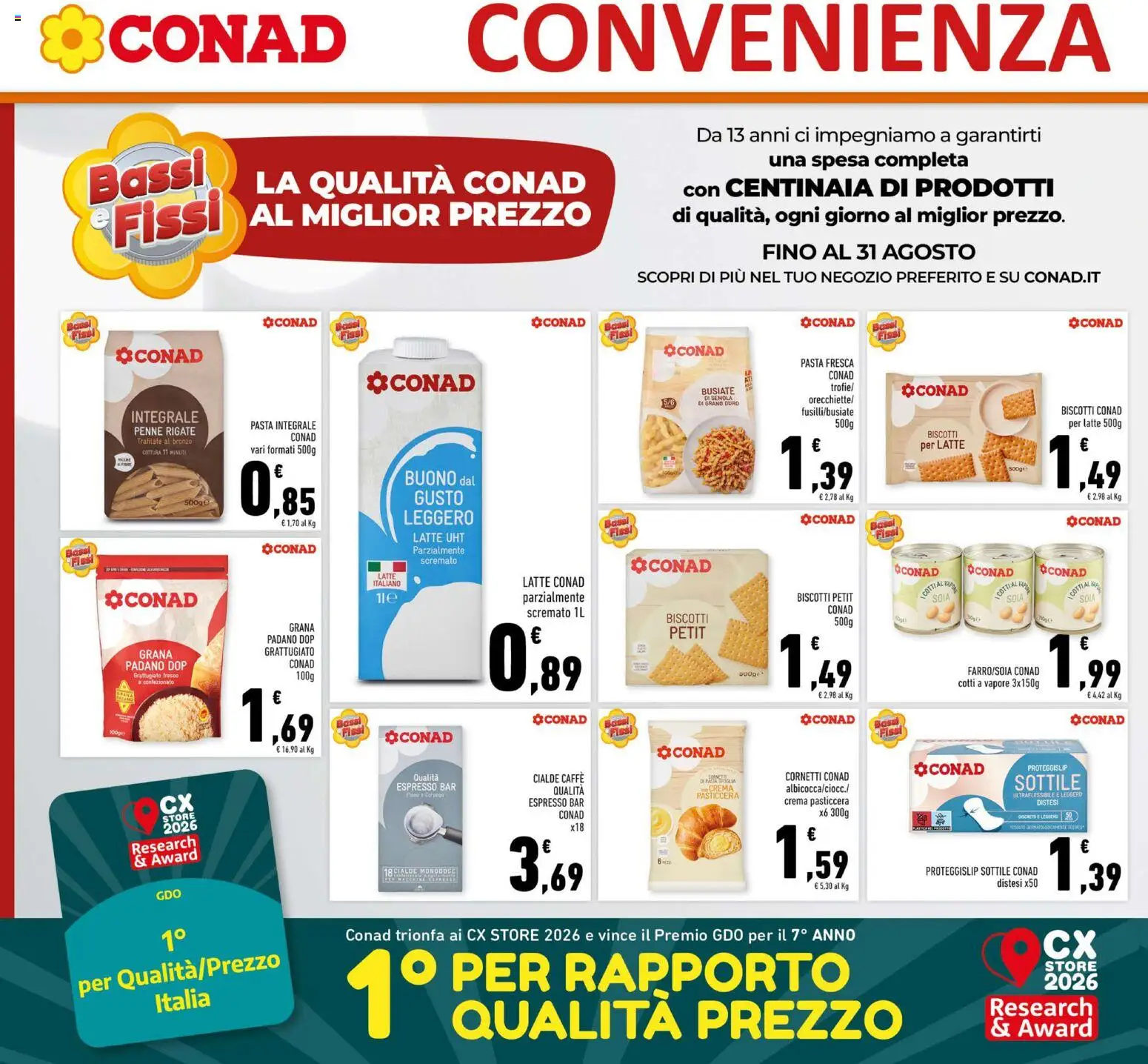 Volantino Conad del 29/07/2026 | Pagina: 16 | Prodotti: Crema, Caffè, Proteggi slip, Penne