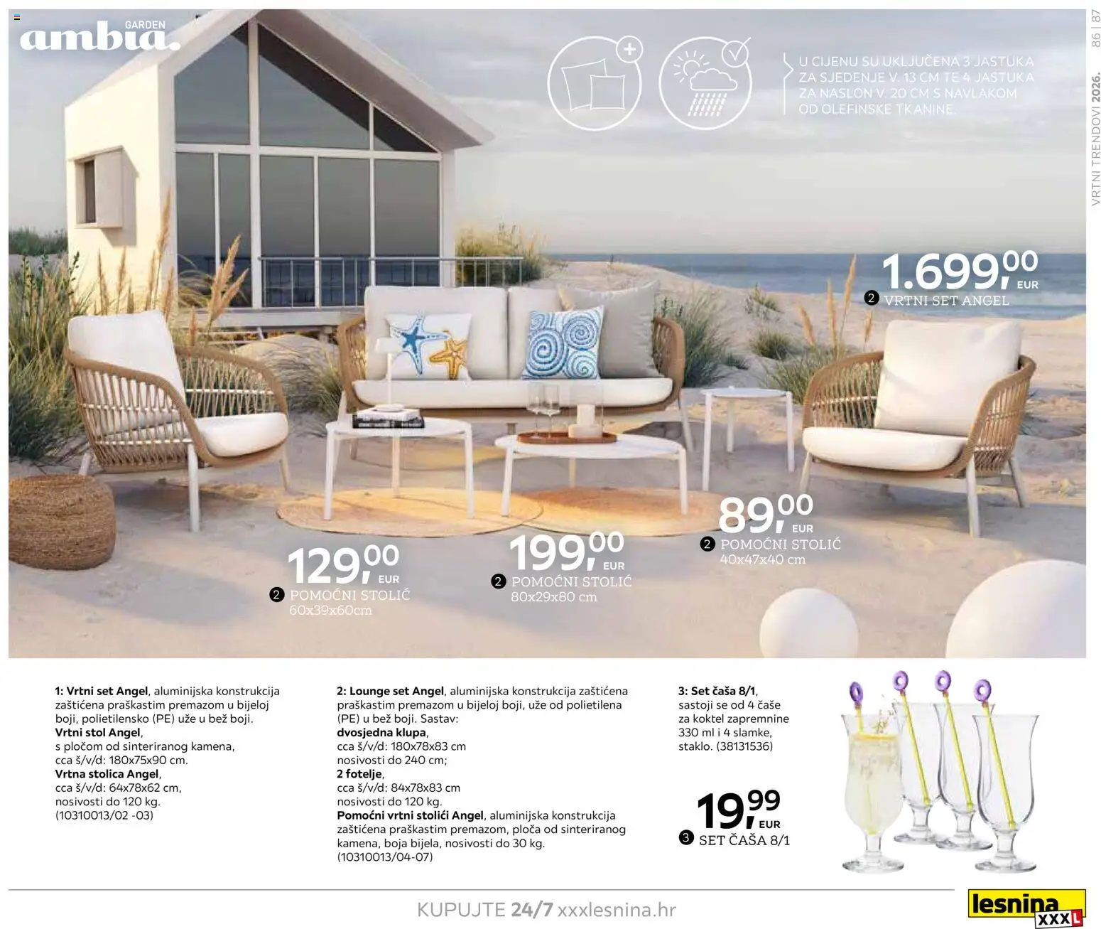 Lesnina katalog | vrijedi od 06.02.2026 | Stranica: 87 | Proizvodi: Stolić, Stol, Stolica, Čaše