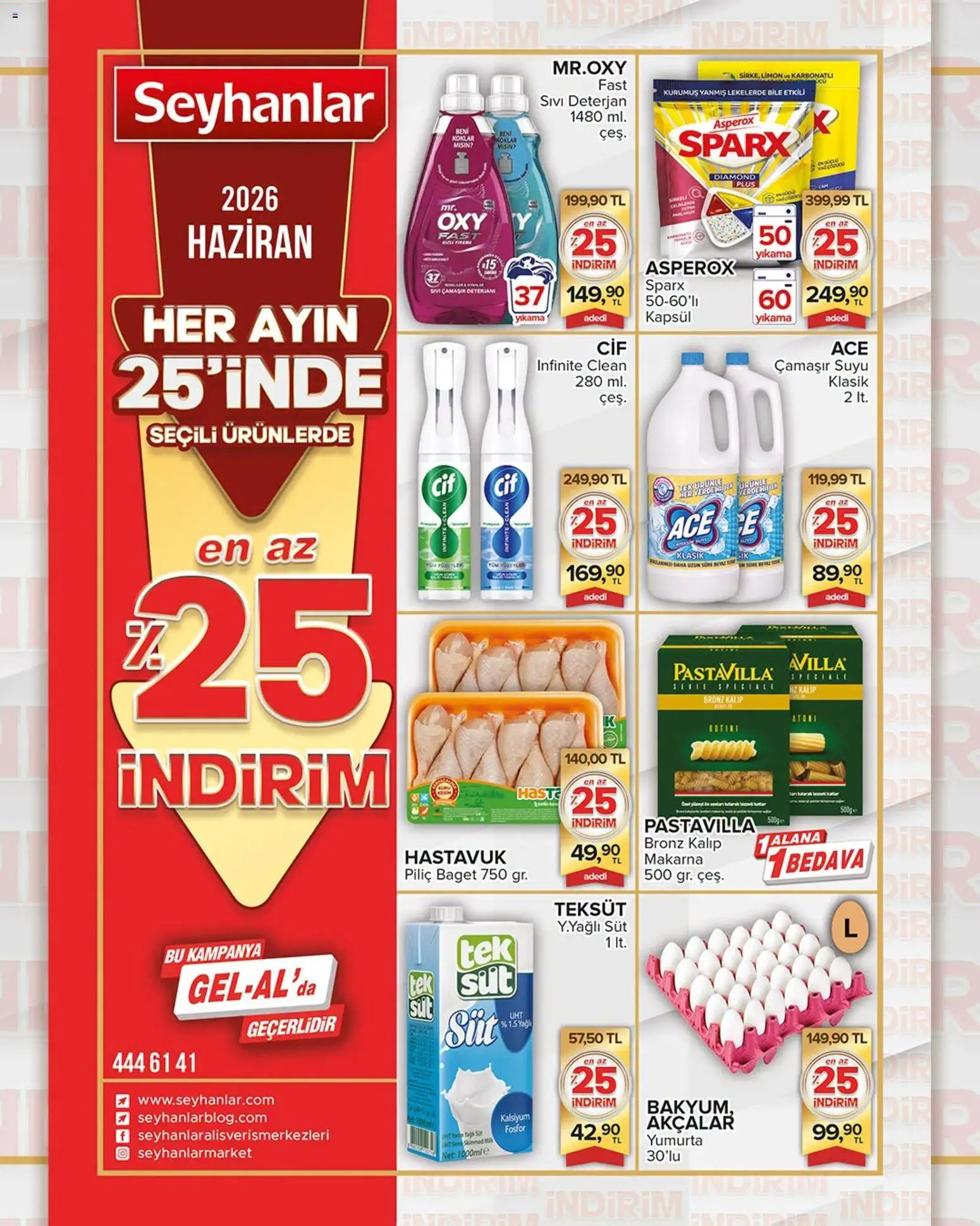 Seyhanlar Market Katalog - 25 Haziran 2026 tarihinden itibaren geçerlidir | Sayfa: 1 | Ürünler: Yumurta, Deterjan, Makarna, Limon