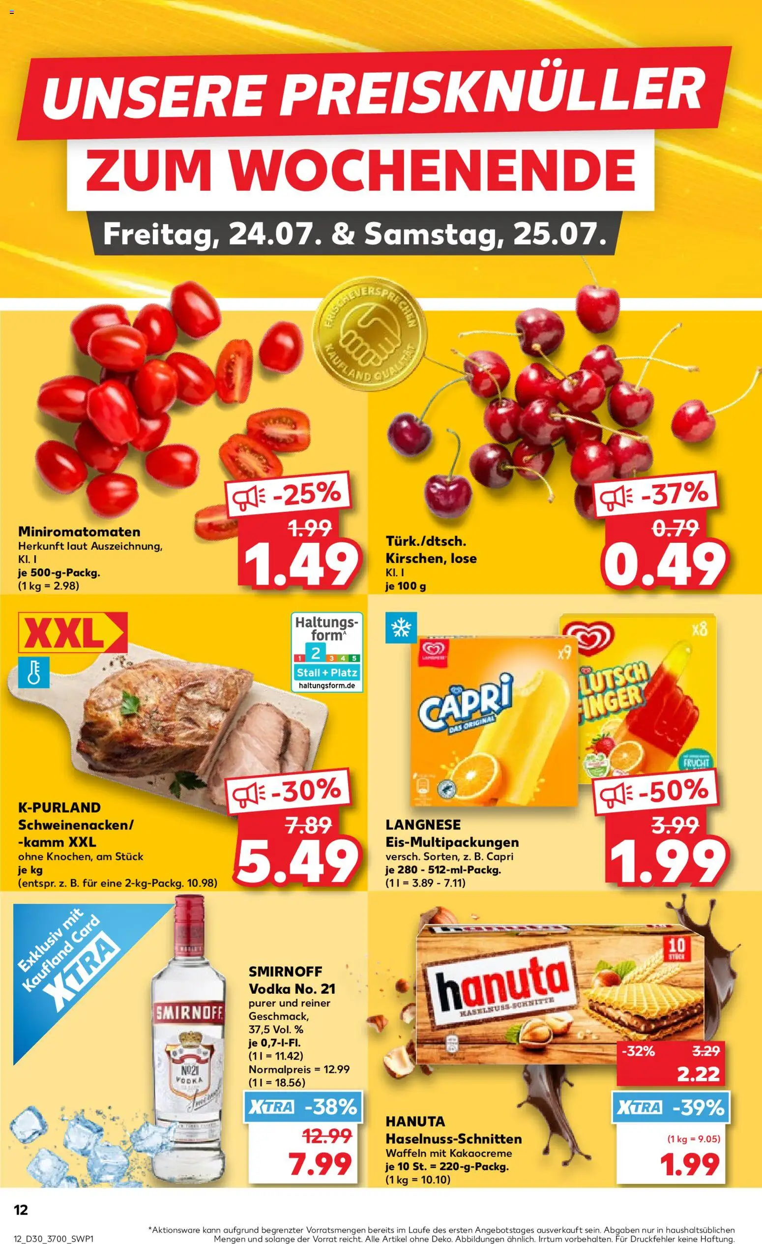 Kaufland Prospekt Rostock – gültig ab 23.07.2026 | Seite: 12 | Produkte: Langnese, Waffeln, Smirnoff, Vodka