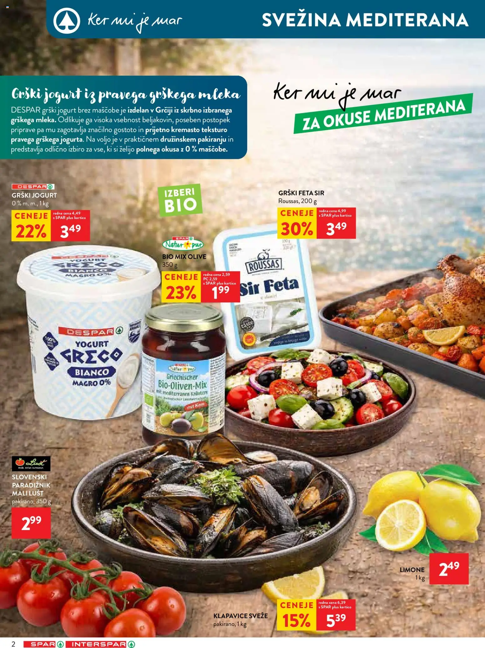 Novi Spar katalog ponudbe – veljaven od 13.05.2026 | Stran: 2 | Izdelki: Grški jogurt, Olive, Sir, Paradiznik