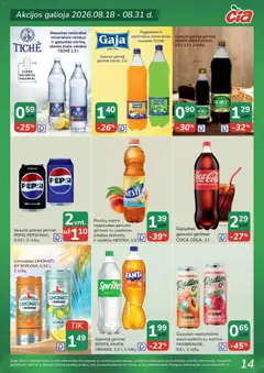 ČIA MARKET leidinys galioja nuo 2026.08.18 | Puslapis: 14 | Prekių: Gaivusis gėrimas, Vanduo, Mineralinis vanduo, Limonadas