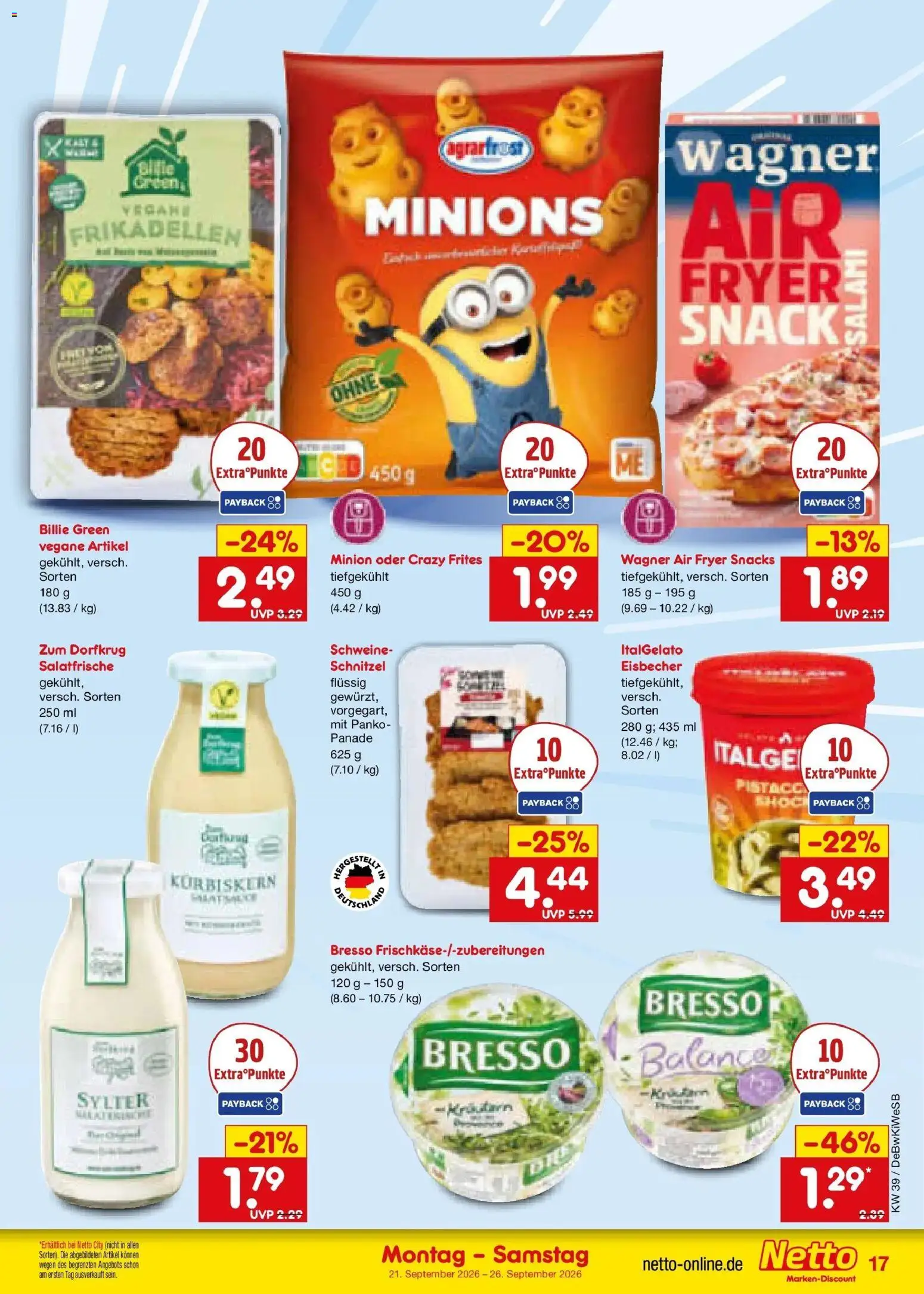 Netto Marken-Discount Prospekt Bad Friedrichshall – gültig ab 21.09.2026 | Seite: 25 | Produkte: Schnitzel, Bresso, Salami