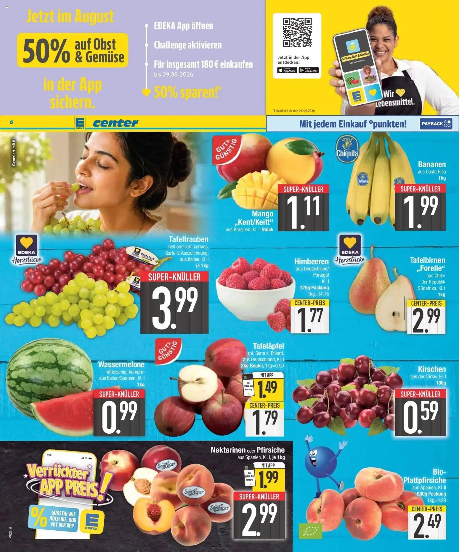 Edeka Prospekt Krumbach (ab 10.08.2026) » Angebote Online | Seite: 6 | Produkte: Nektarinen, Kirschen, Mango, Wassermelone