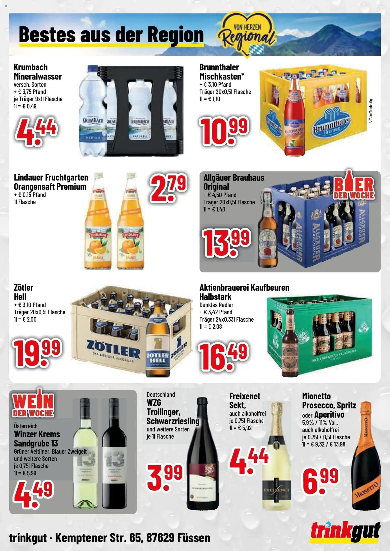 Trinkgut Prospekt Füssen (ab 24.08.2026) » Angebote online | Seite: 4 | Produkte: Freixenet, Bier, Orangensaft, Radler
