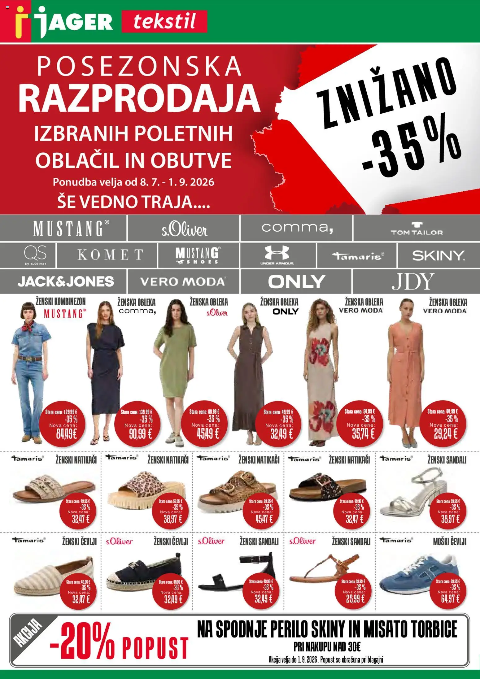Novi Jager katalog ponudbe – veljaven od 19.08.2026 | Stran: 1 | Izdelki: Spodnje perilo, Obleka, Sandali, Natikaci