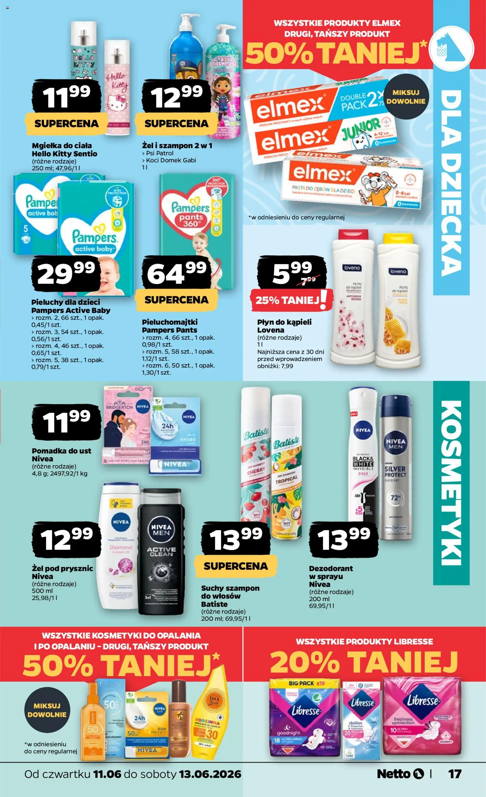 Netto gazetka od czwartku spożywcza od 11.06.2026 | Strona: 17 | Produkty: Płyn do kąpieli, Prysznic, Żel pod prysznic, Pasta do zębów