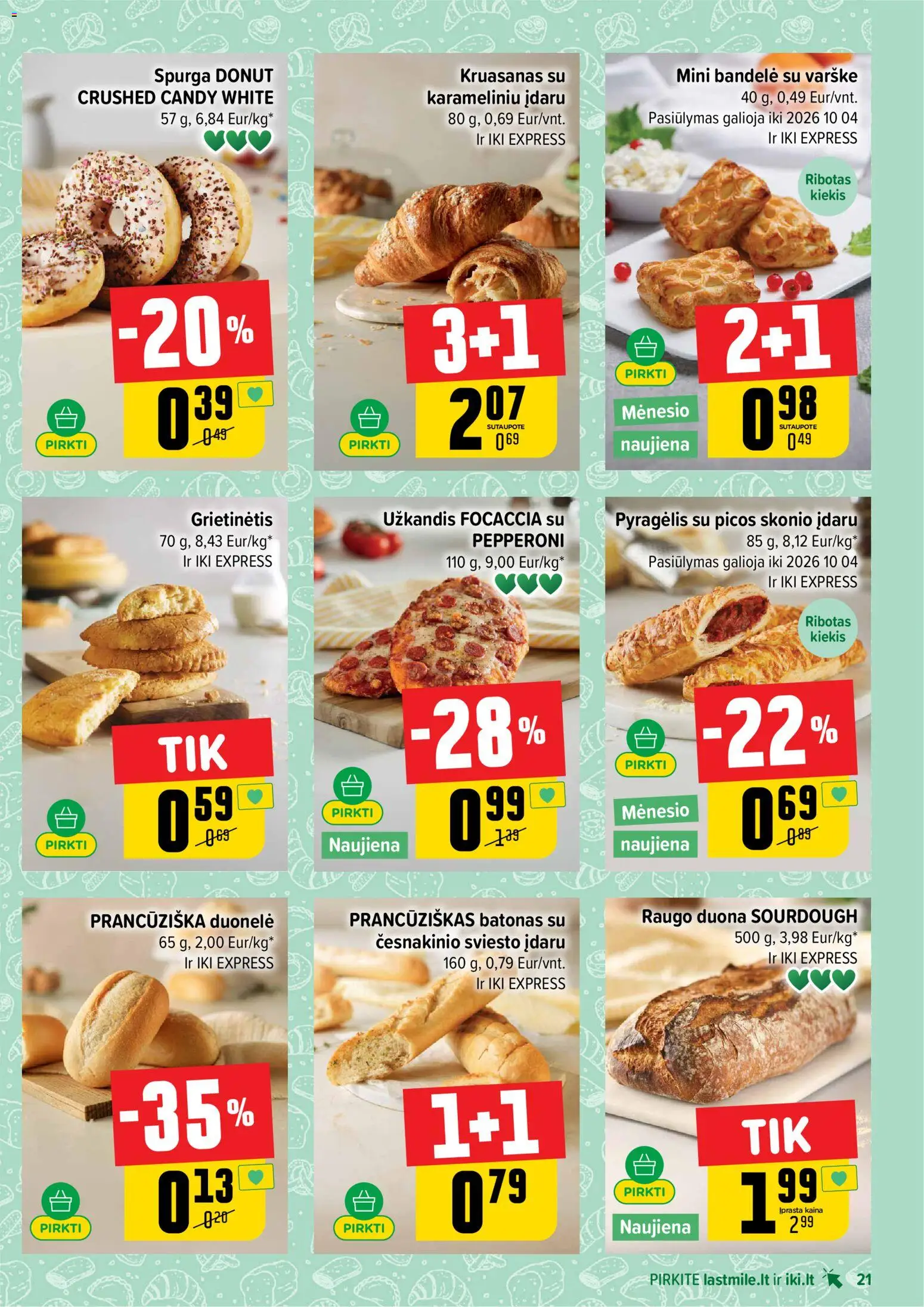 IKI akcijos nuo 2026.09.07 | Puslapis: 21 | Prekių: Batonas, Bandelė, Duona, Varškė
