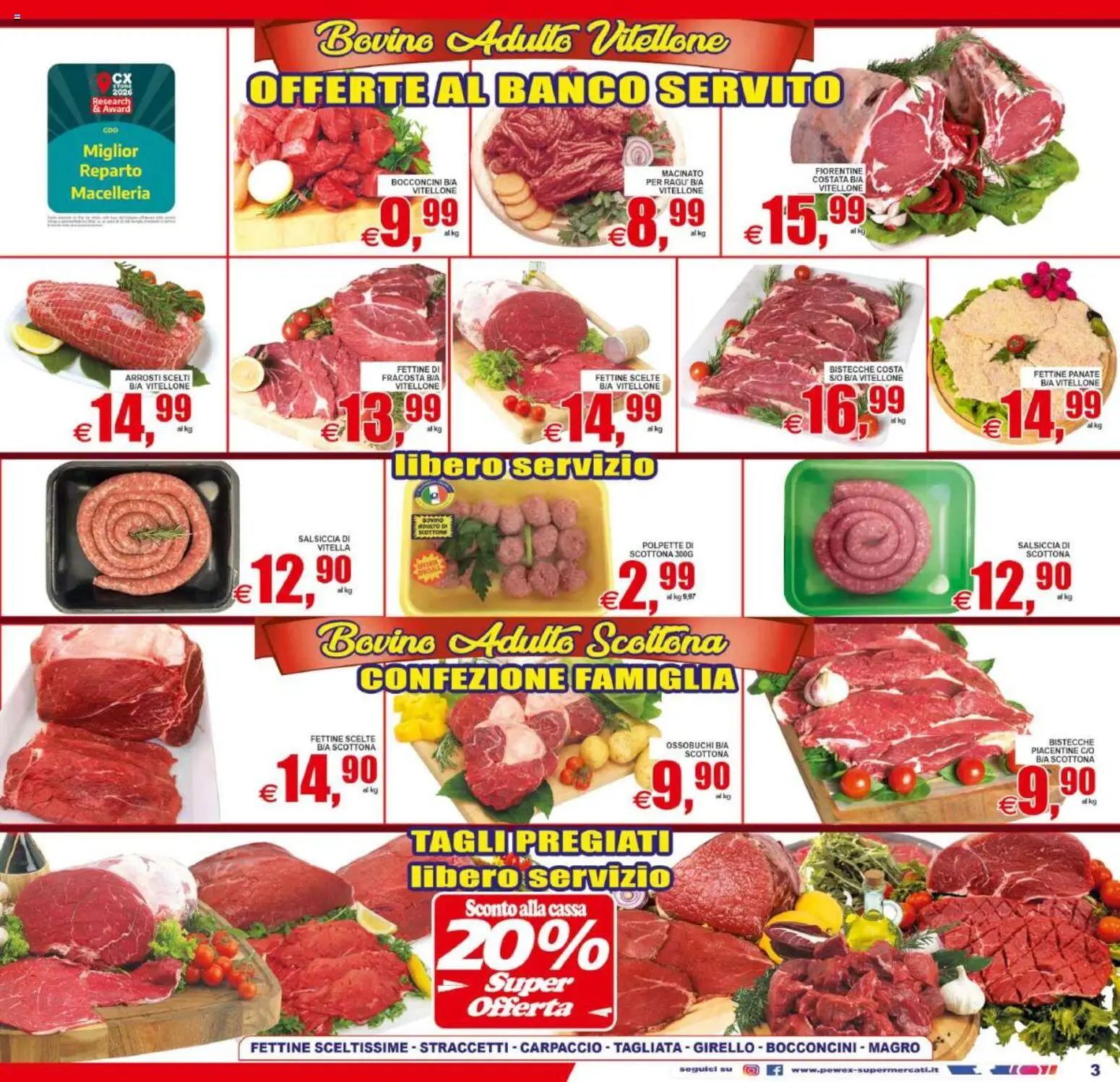 Volantino Pewex del 02/09/2026 | Pagina: 3 | Prodotti: Carpaccio, Salsiccia, Girello, Macinato
