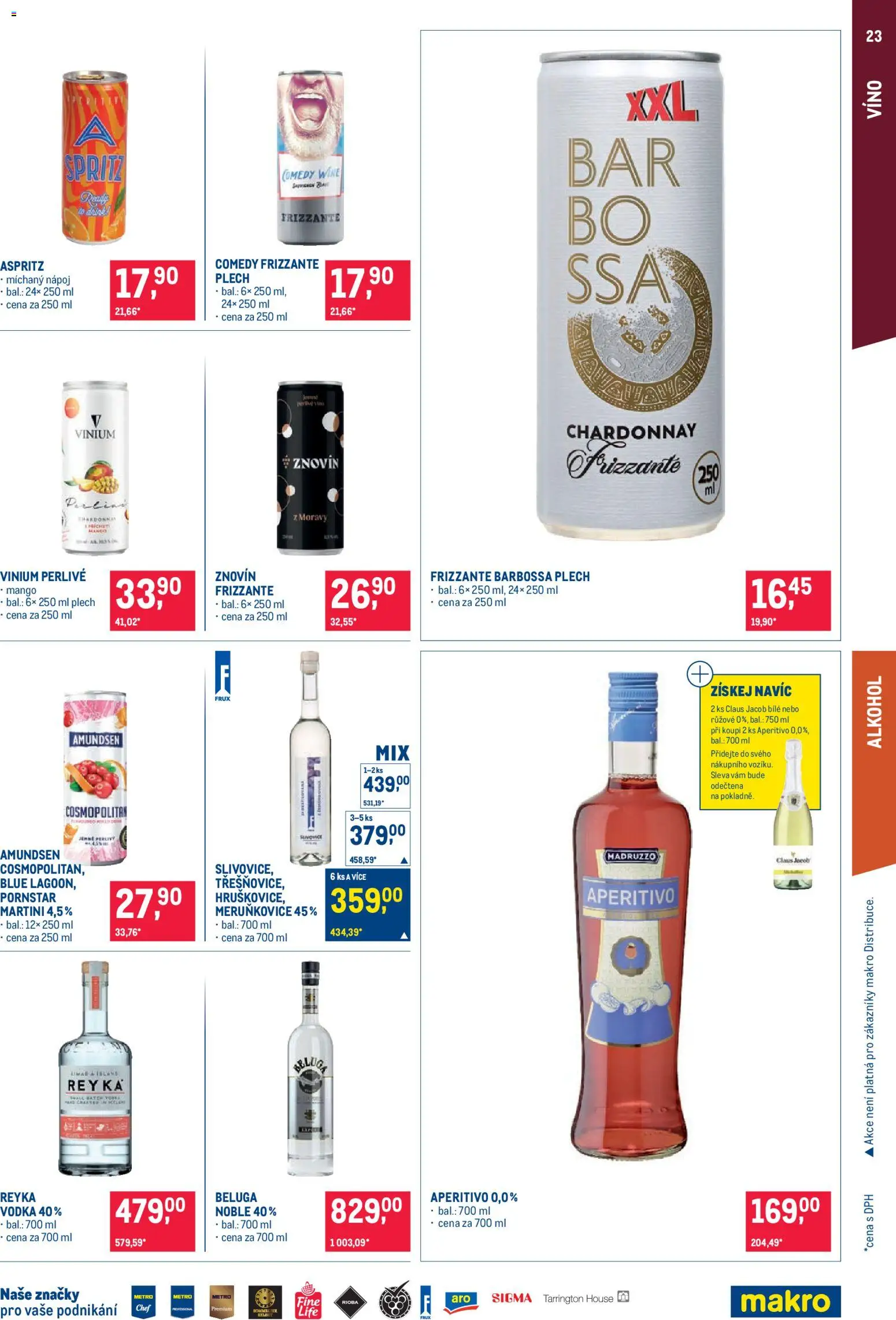 Makro leták - Pro milovníky jídla od 15.07.2026 | Strana: 23 | Produkty: Martini, Frizzante, Spritz, Plech