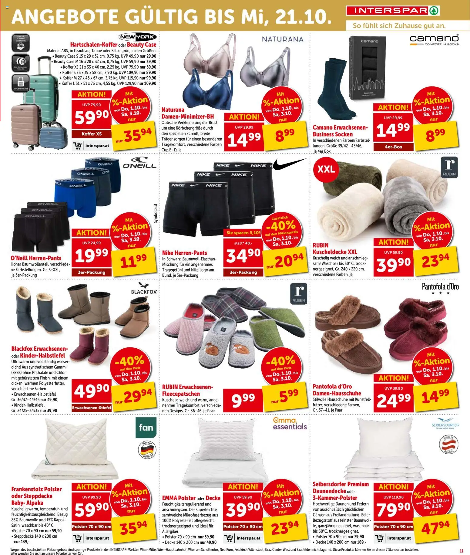 Interspar Broschüre gültig ab 01.10.2026 | Seite: 11 | Produkte: Hausschuhe, Koffer, Decke, Box