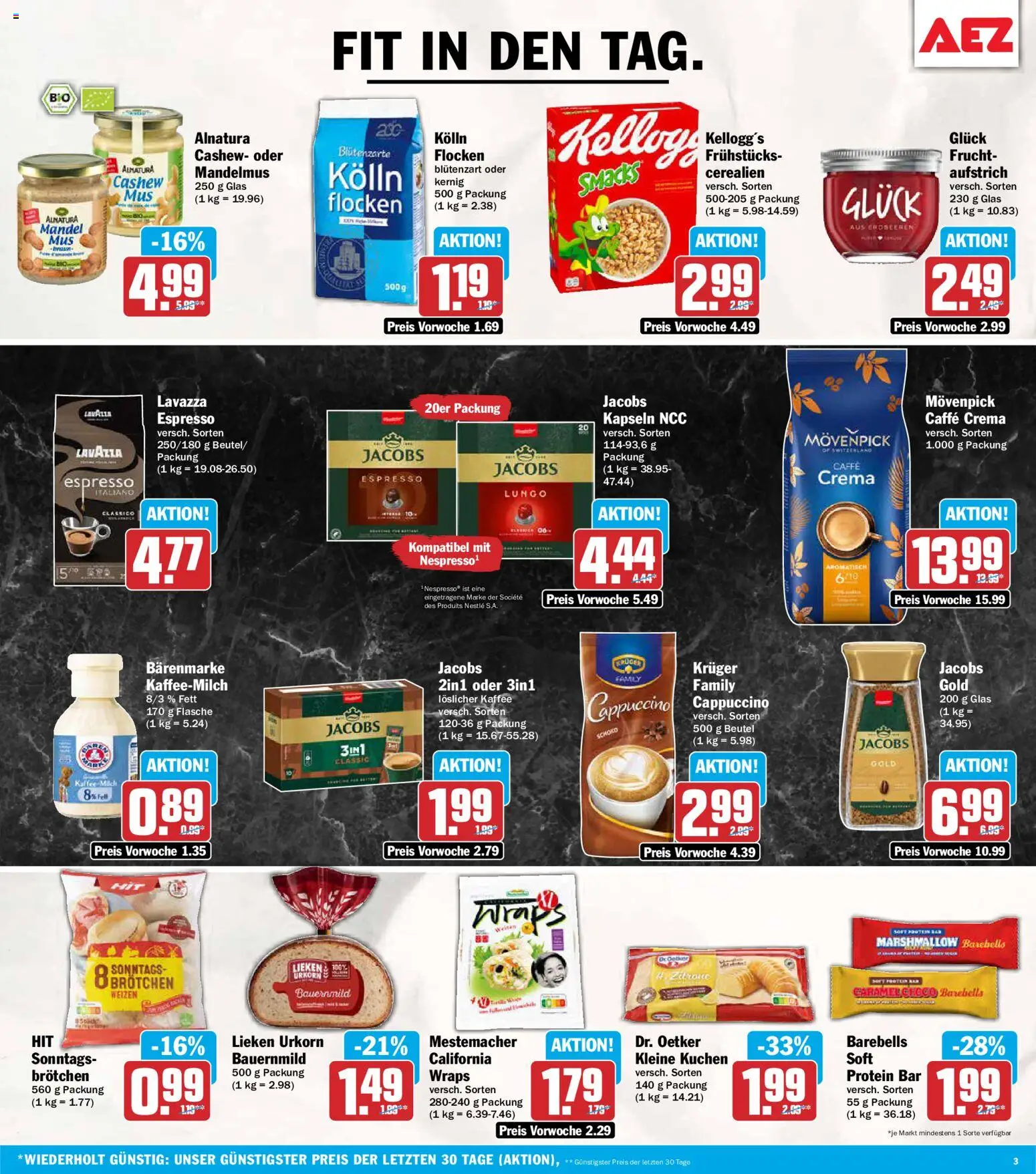 AEZ Prospekt – gültig ab 13.07.2026 | Seite: 3 | Produkte: Kaffee, Kellogg's, Erdbeeren, Flocken