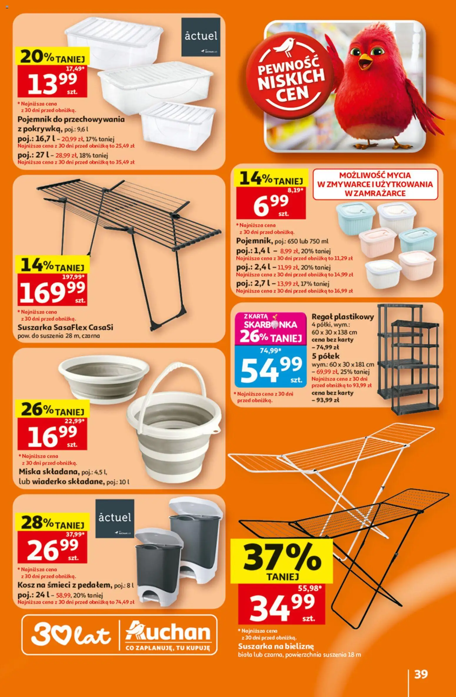Auchan gazetka - 30 Lat Hipermarket od 25.06.2026 | Strona: 39 | Produkty: Karta, Suszarka, Regał plastikowy, Regał