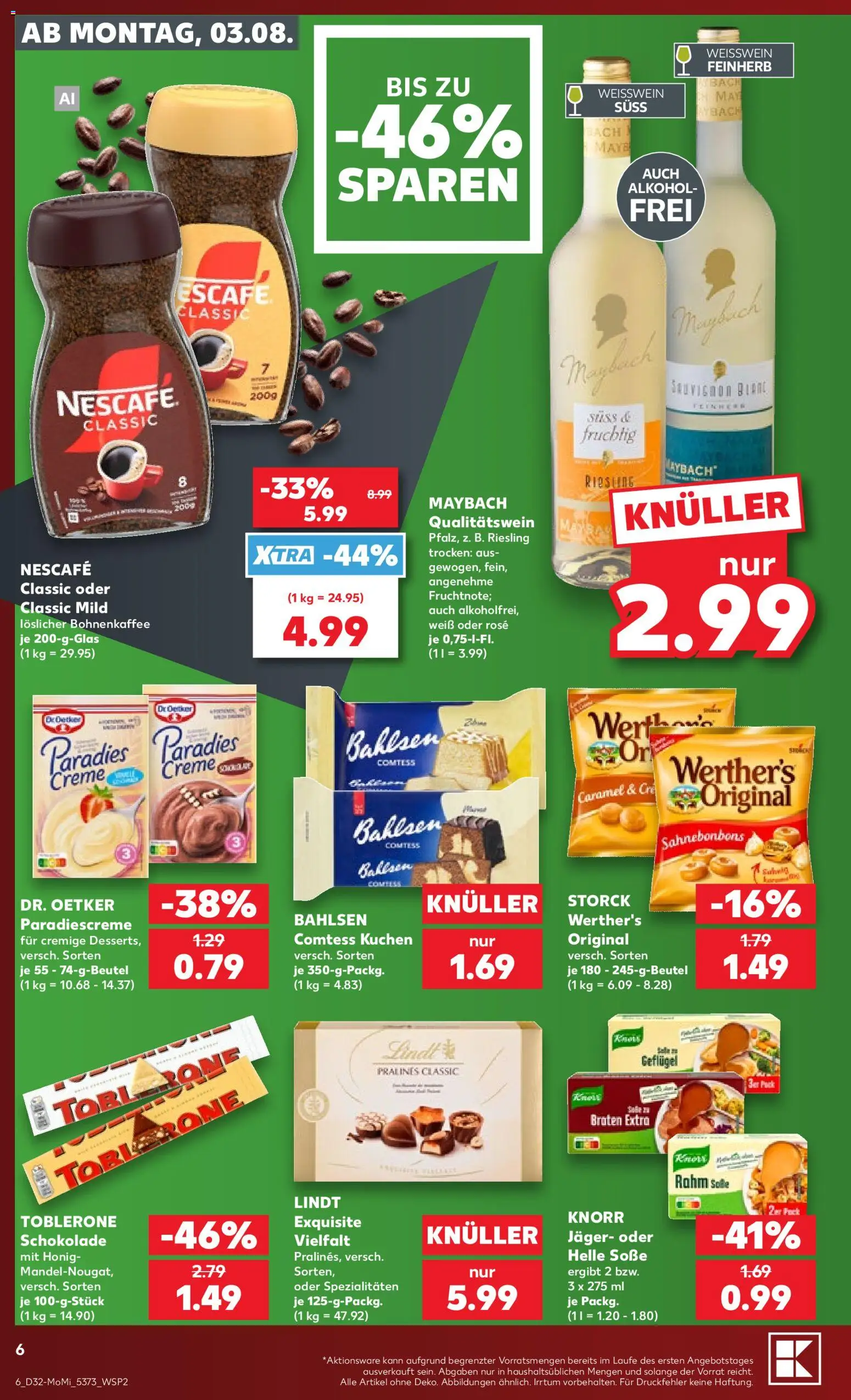 Kaufland Prospekt Hamburg – gültig ab 03.08.2026 | Seite: 6 | Produkte: Weißwein, Creme, Soße, Lindt