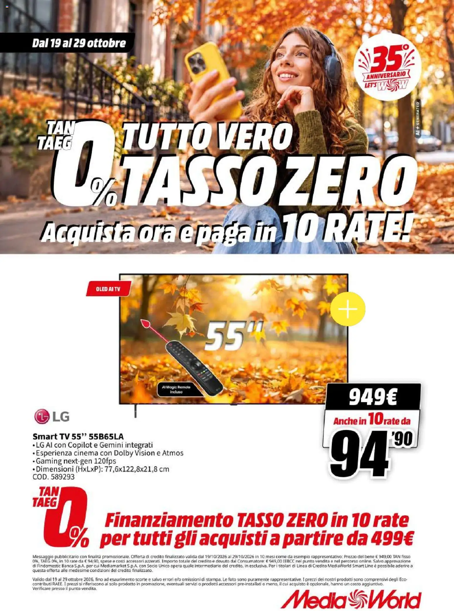 Volantino Media World del 19/10/2026 | Pagina: 35 | Prodotti: smart TV, TV