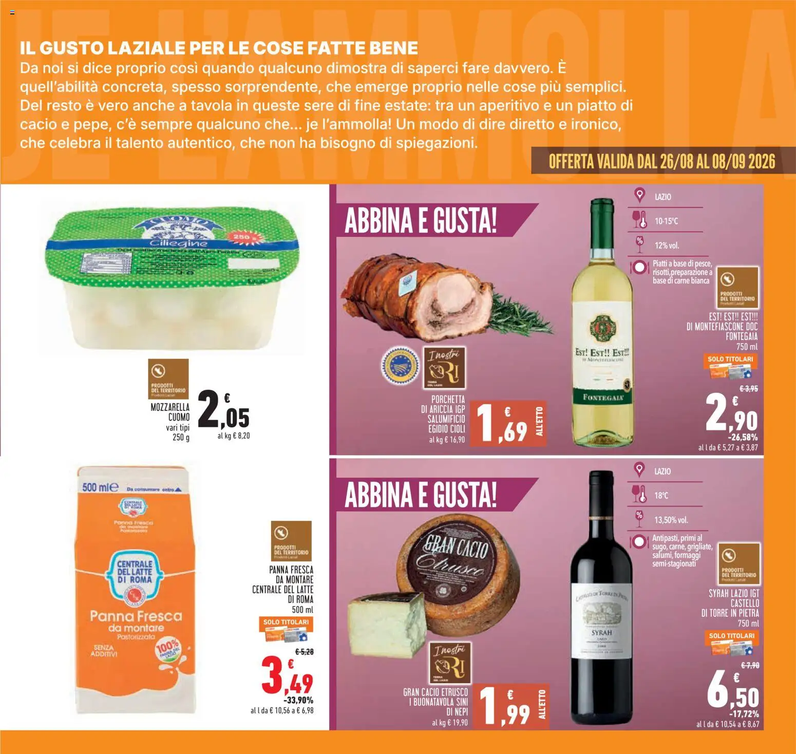Volantino Conad del 26/08/2026 | Pagina: 7 | Prodotti: Mozzarella, Latte, Carne, Piatto