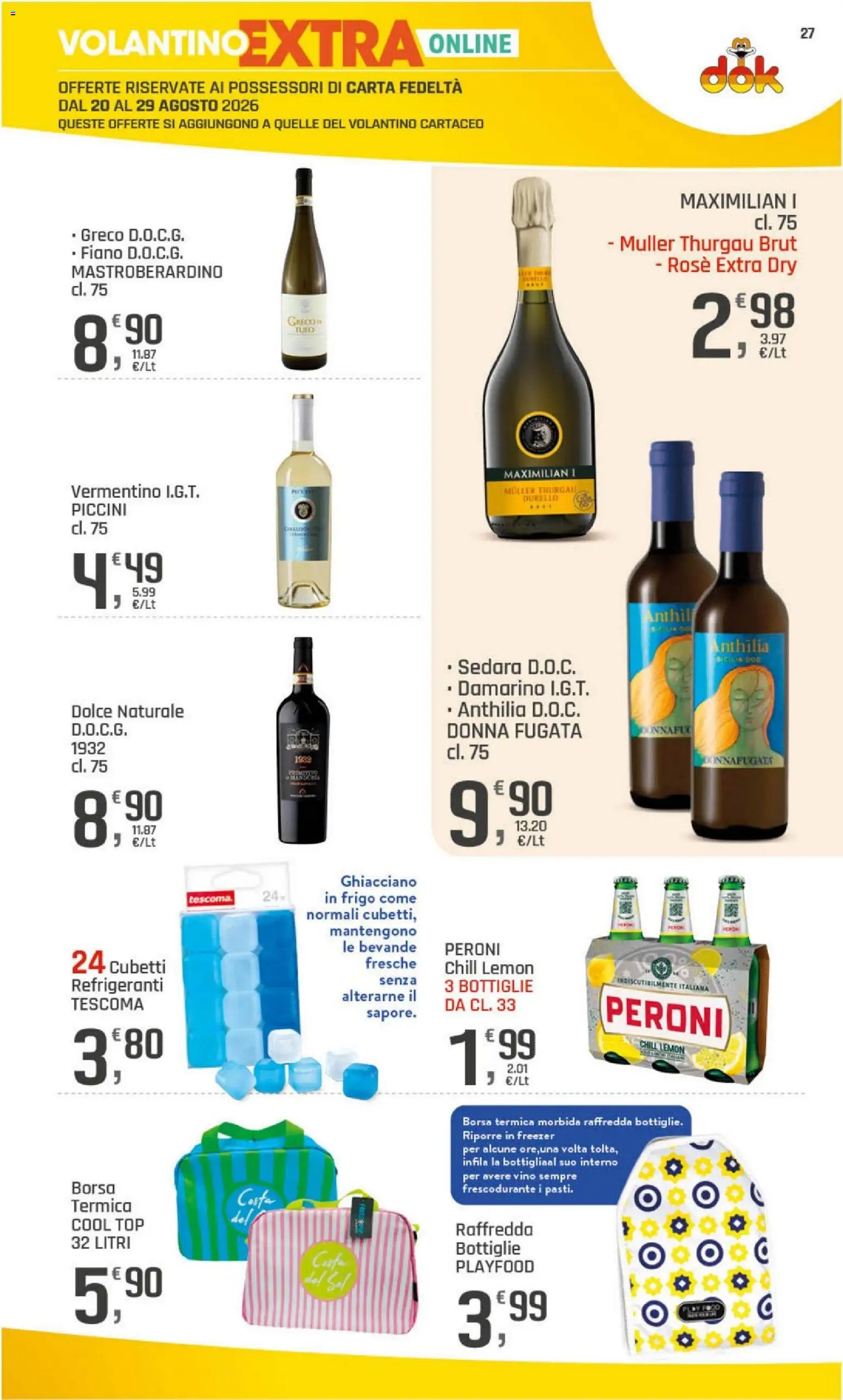 Volantino DOK del 20/08/2026 | Pagina: 27 | Prodotti: Bevande, Vino, Borsa termica, Borsa