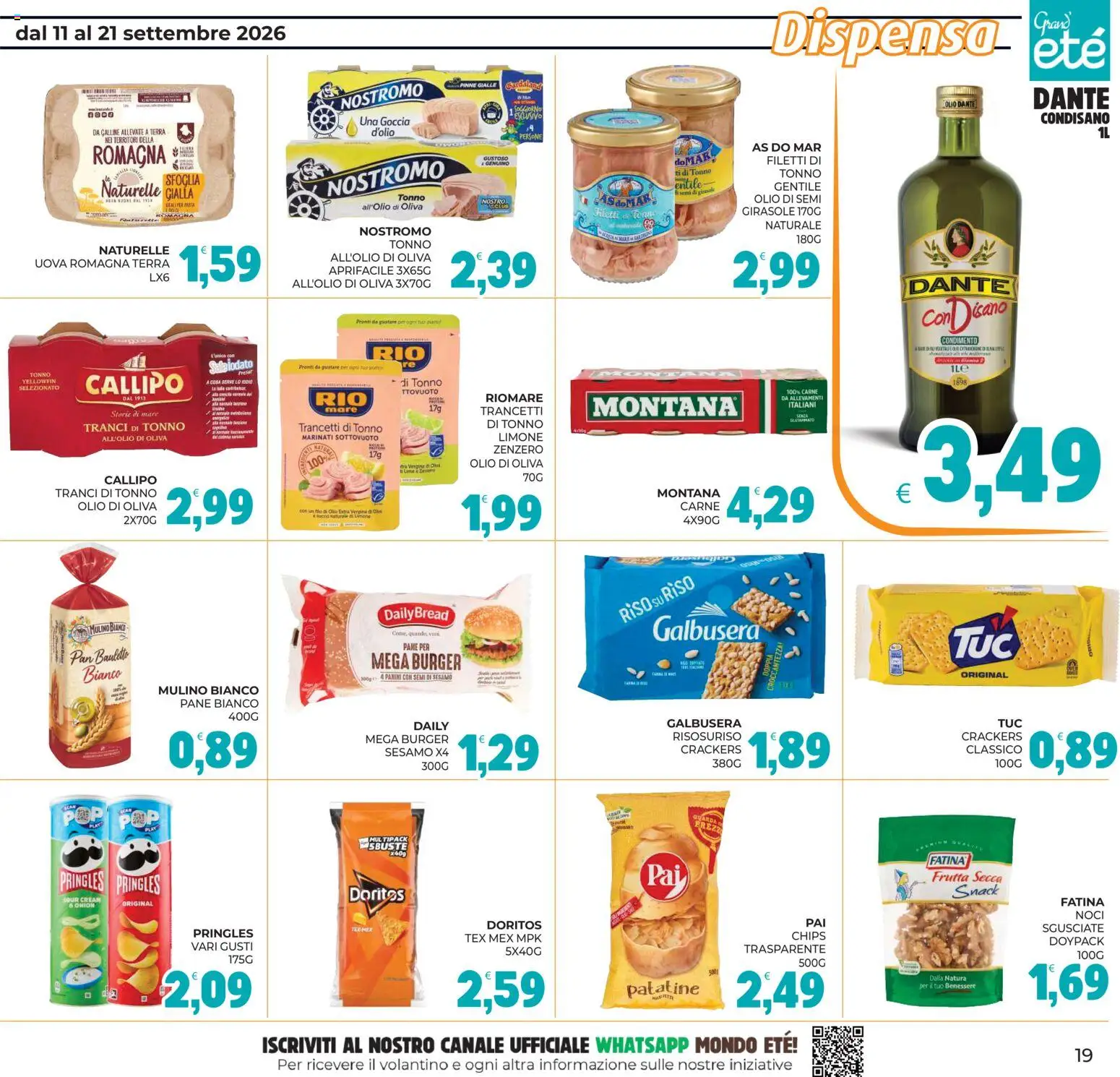Volantino Eté del 11/09/2026 | Pagina: 19 | Prodotti: Uova, Semi di sesamo, Crackers, Semi di girasole