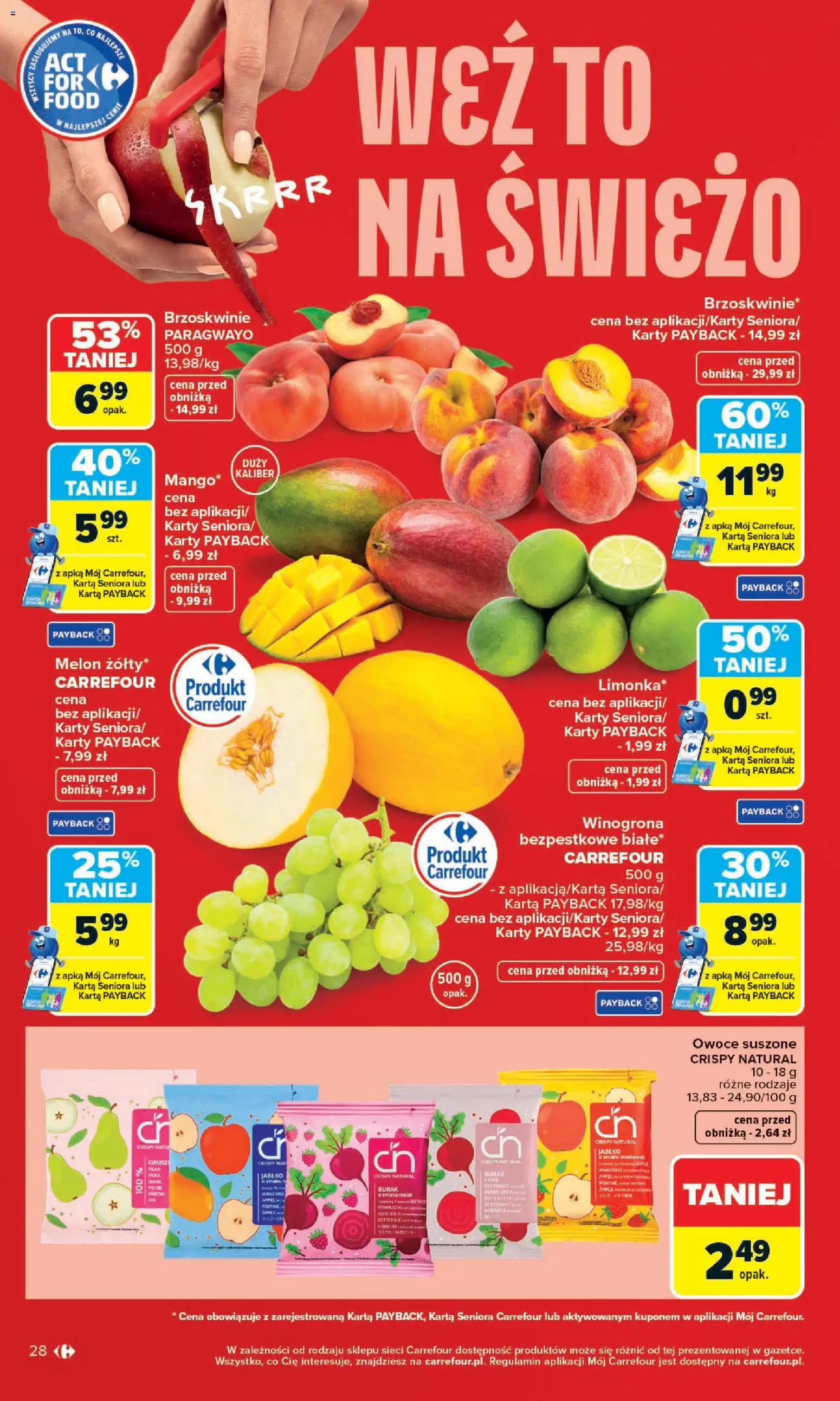 Carrefour gazetka - Zmieniliśmy Się Dla Ciebie od 25.05.2026 | Strona: 28 | Produkty: Burak, Melon, Brzoskwinie, Owoce