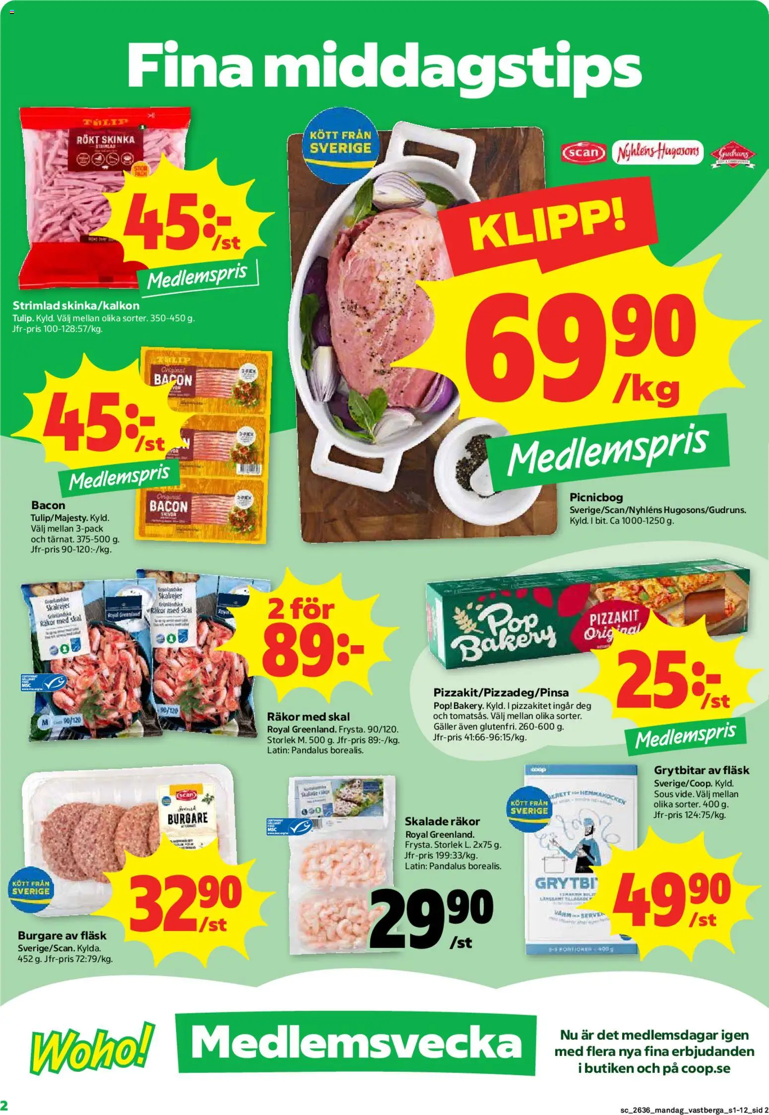 Coop Forum reklamblad aktuell från 31/08/2026 | Sida: 2 | Produkter: Galler, Räkor, Skinka, Kött