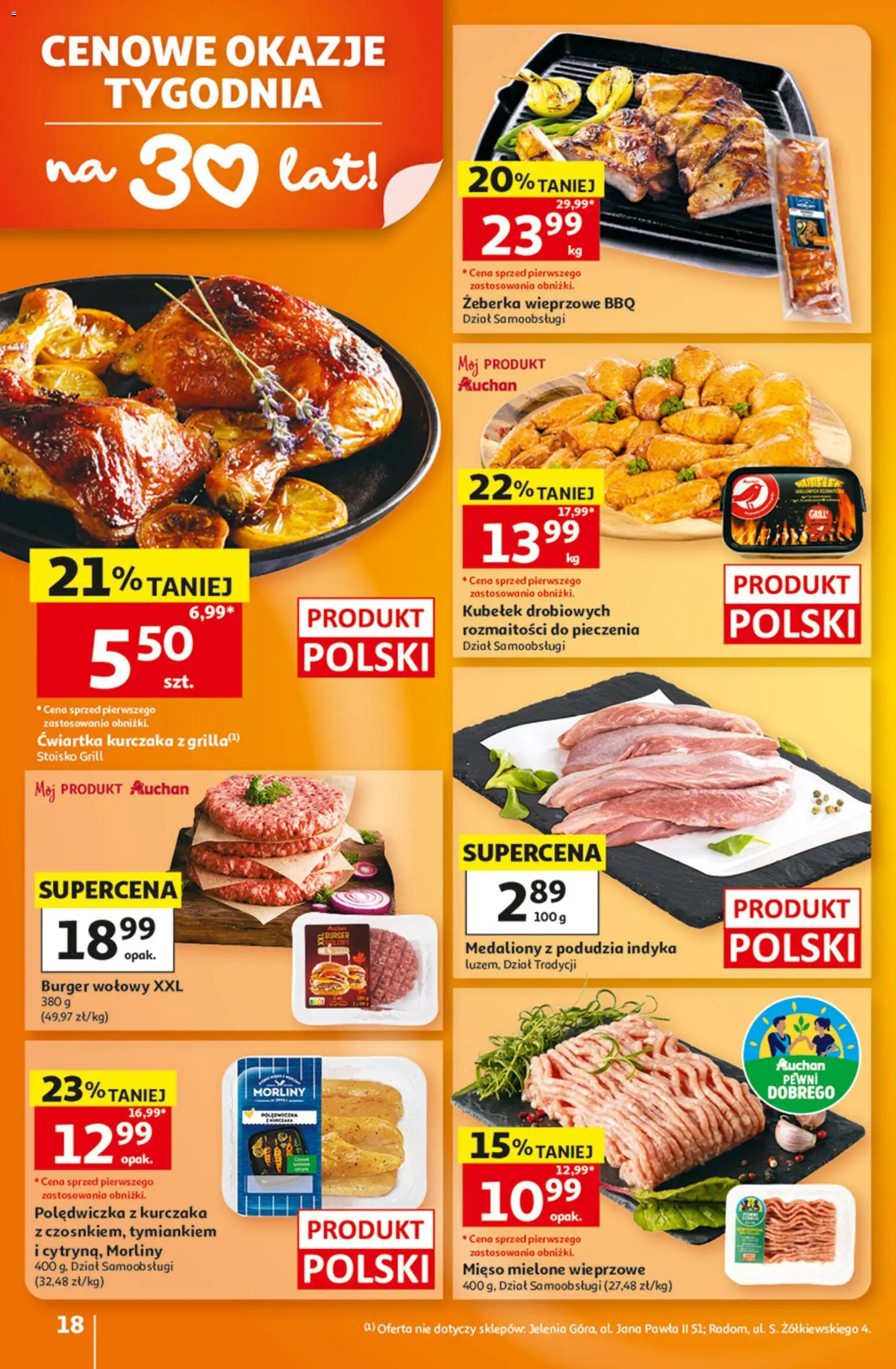 Auchan gazetka - 30 Lat Hipermarket od 06.08.2026 | Strona: 18 | Produkty: Burger wołowy, Mięso, Grill, Mięso mielone
