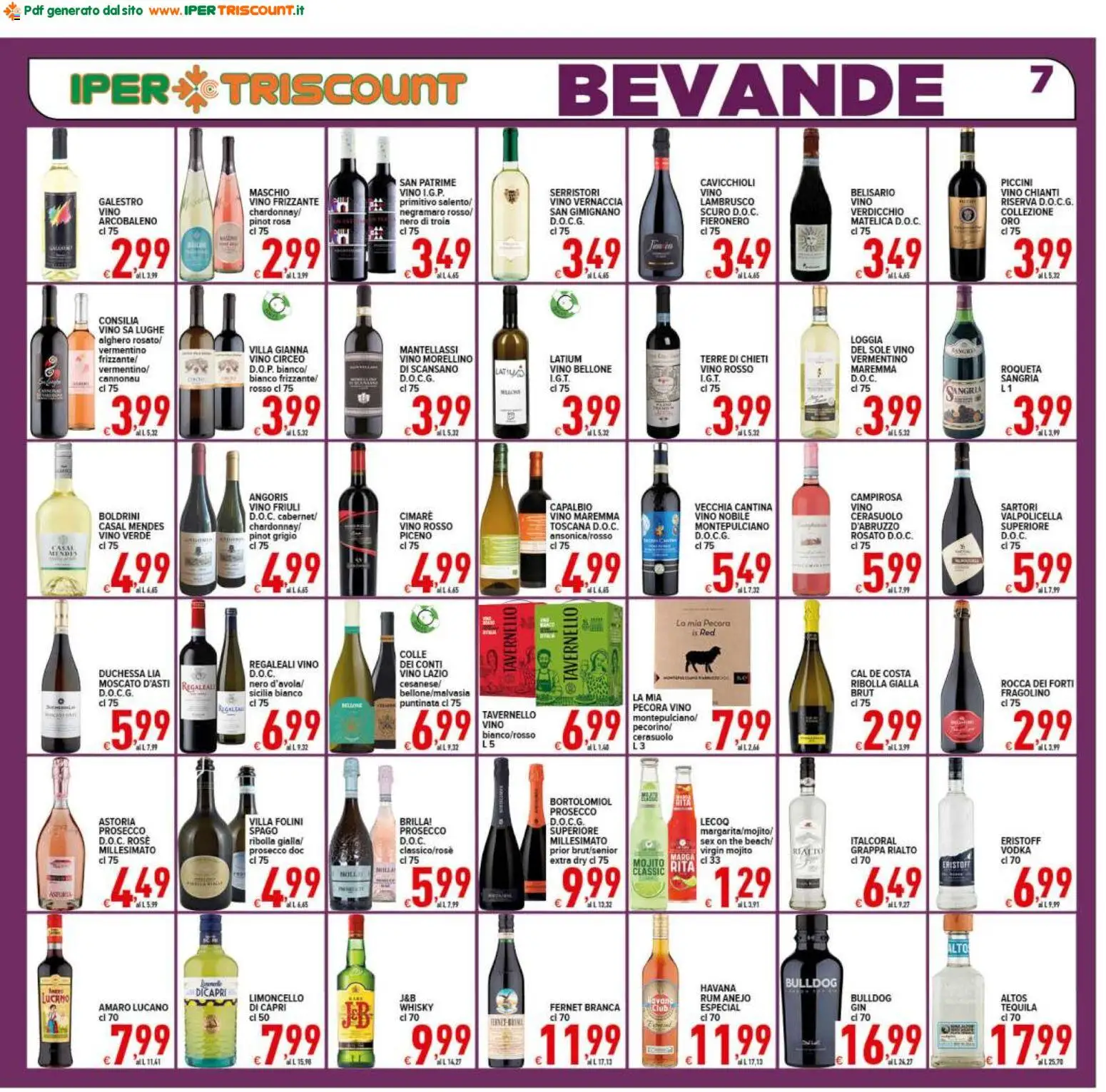 Volantino Ipertriscount del 12/08/2026 | Pagina: 7 | Prodotti: Whisky, Bevande, Vino, Lambrusco