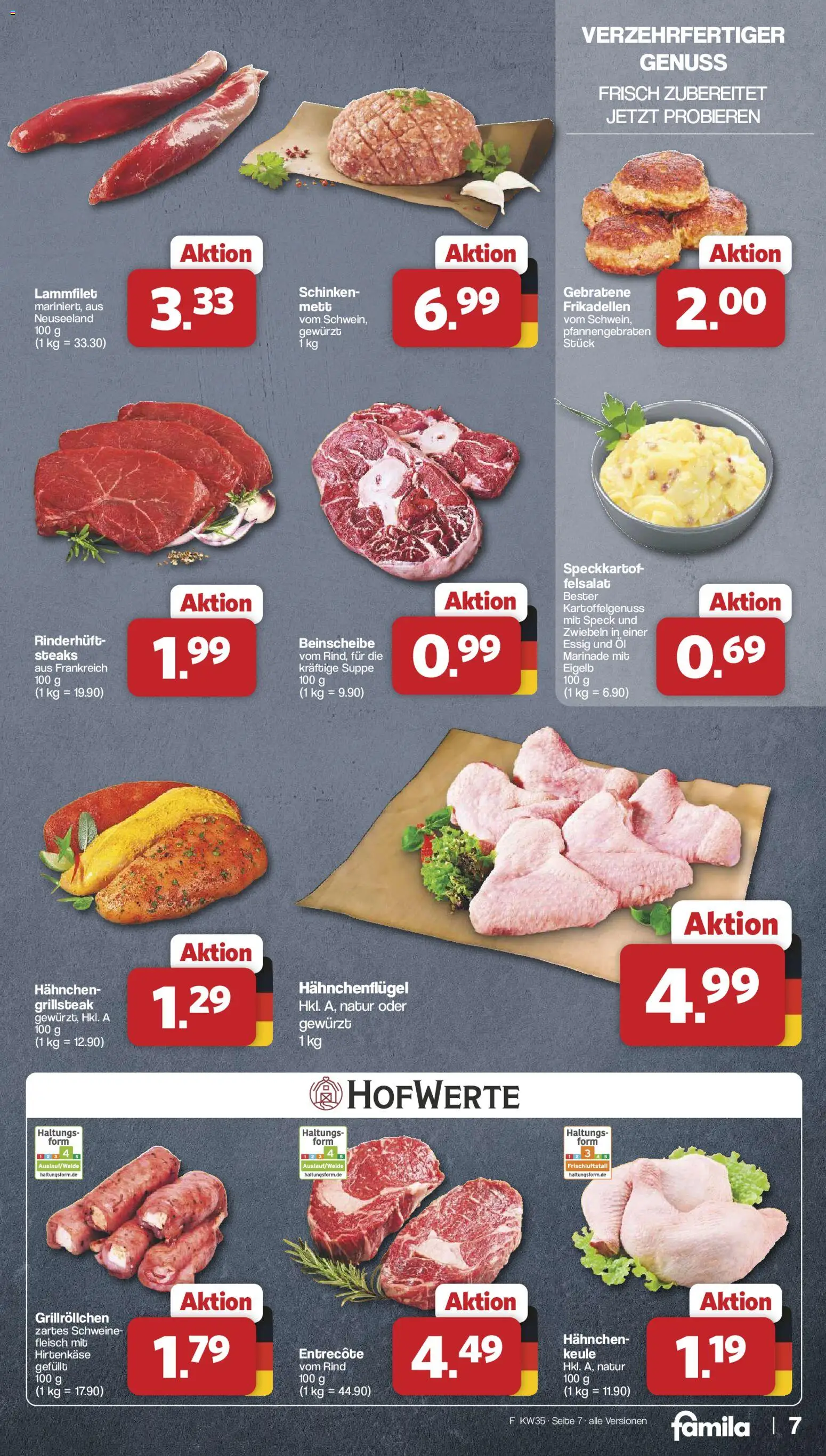 Famila Nordwest Prospekt – gültig ab 23.08.2026 | Seite: 7 | Produkte: Hahnchen, Öl, Essig, Entrecote