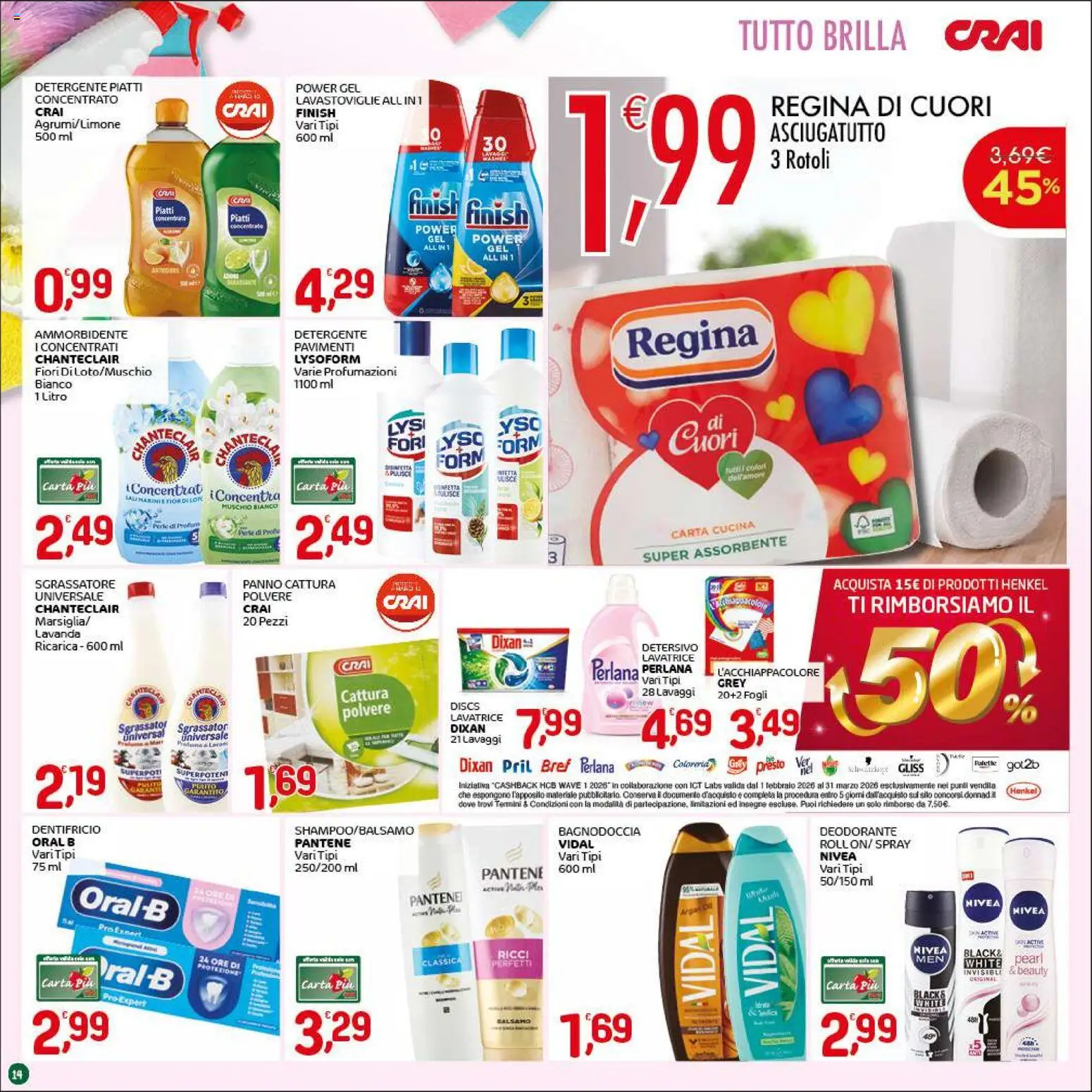 Volantino CRAI del 05.03.2026 | Pagina: 14 | Prodotti: Dentifricio, Ammorbidente, Detergente, Sgrassatore