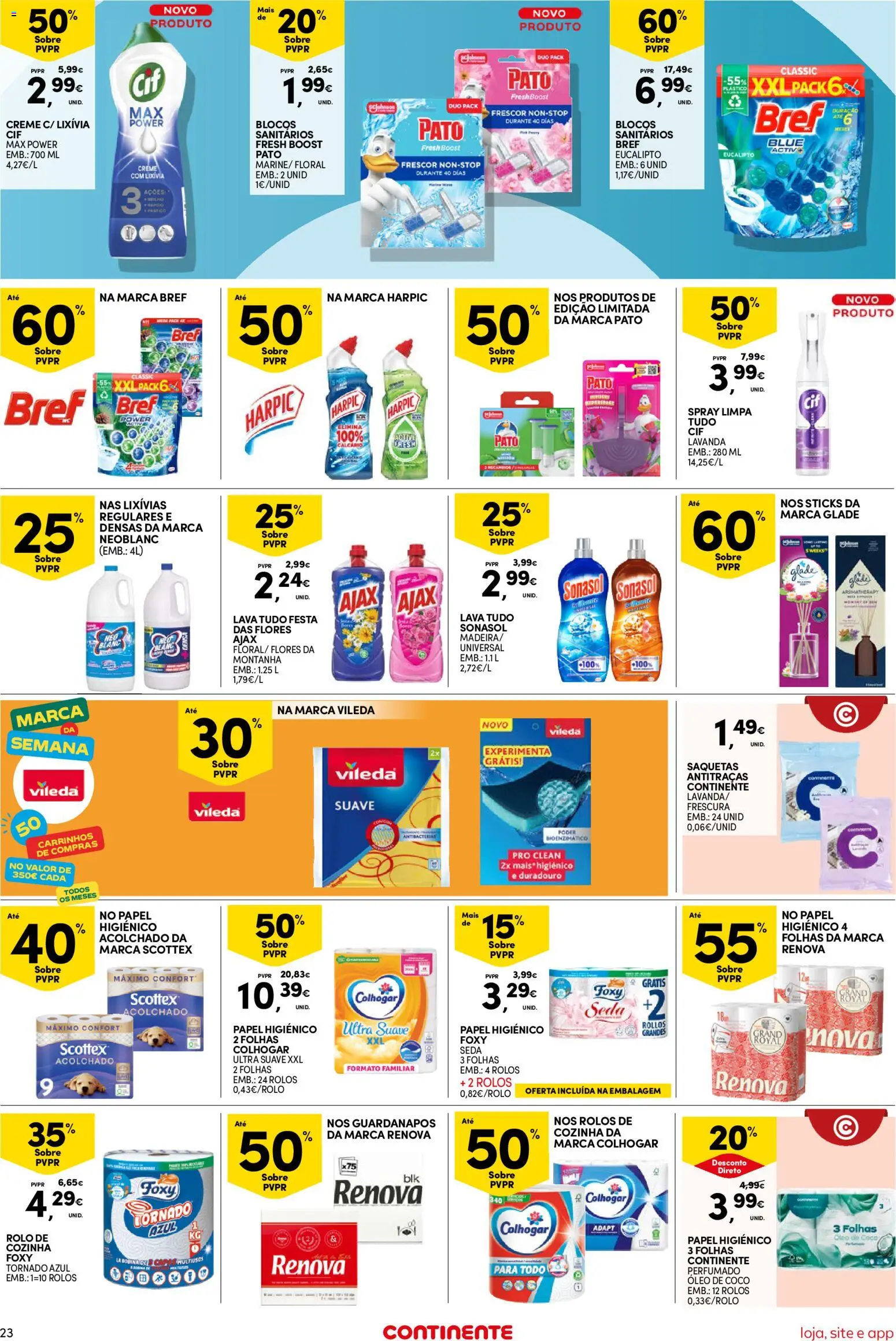 Continente Semanal Continente Bom Dia │ válido de 05.05.2026 | Página: 23 | Produtos: Papel higiénico, Flores, Guardanapos, Creme