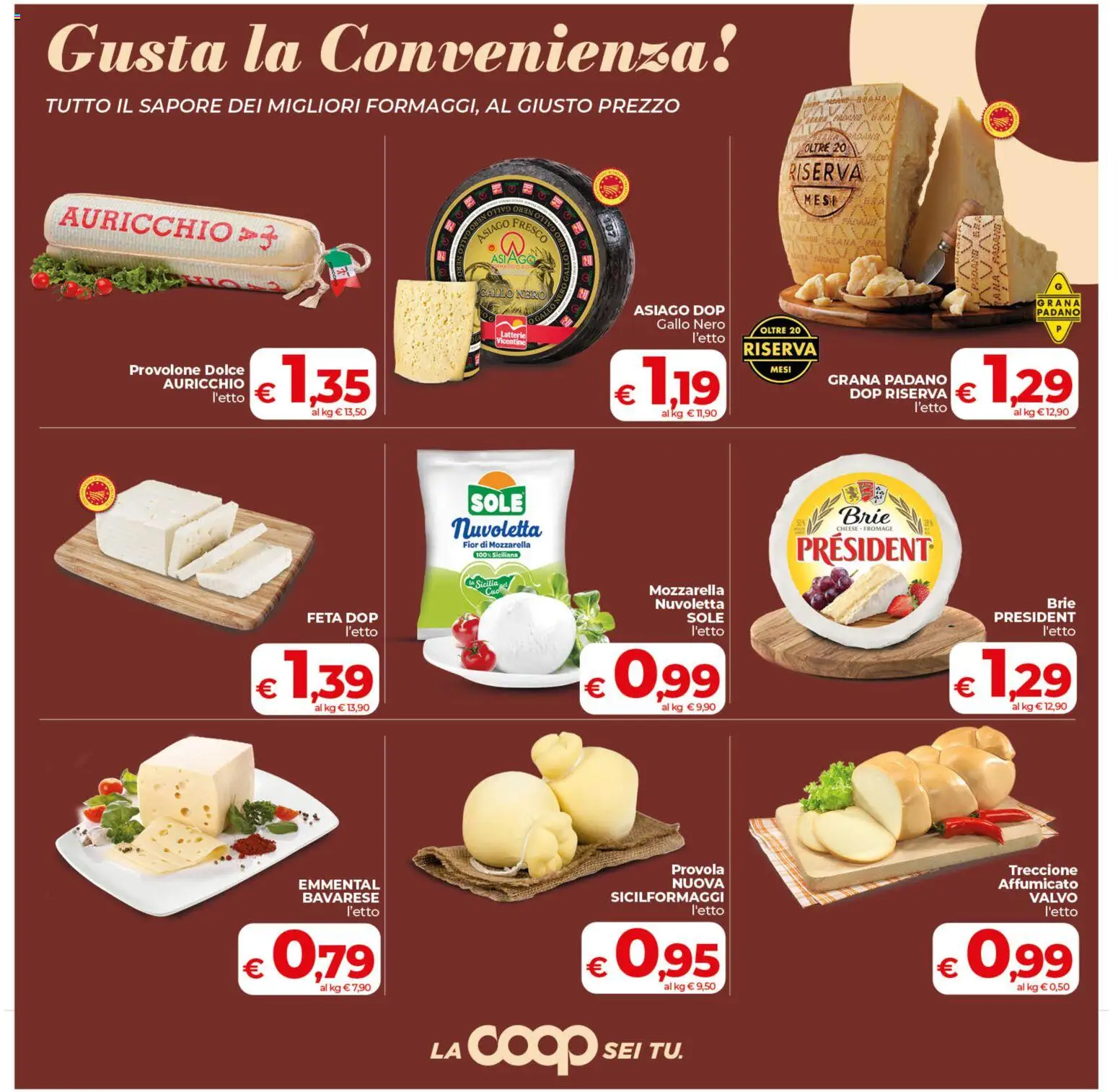 Volantino COOP del 09.06.2026 | Pagina: 6 | Prodotti: Provolone, Mozzarella, Grana Padano, Feta