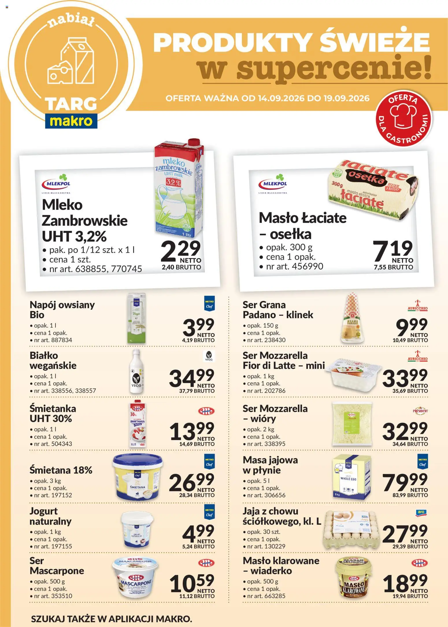 Makro gazetka - Produkty świeże w supercenie od 14.09.2026 | Strona: 3 | Produkty: Masło klarowane, Ser, Jogurt, Mozzarella