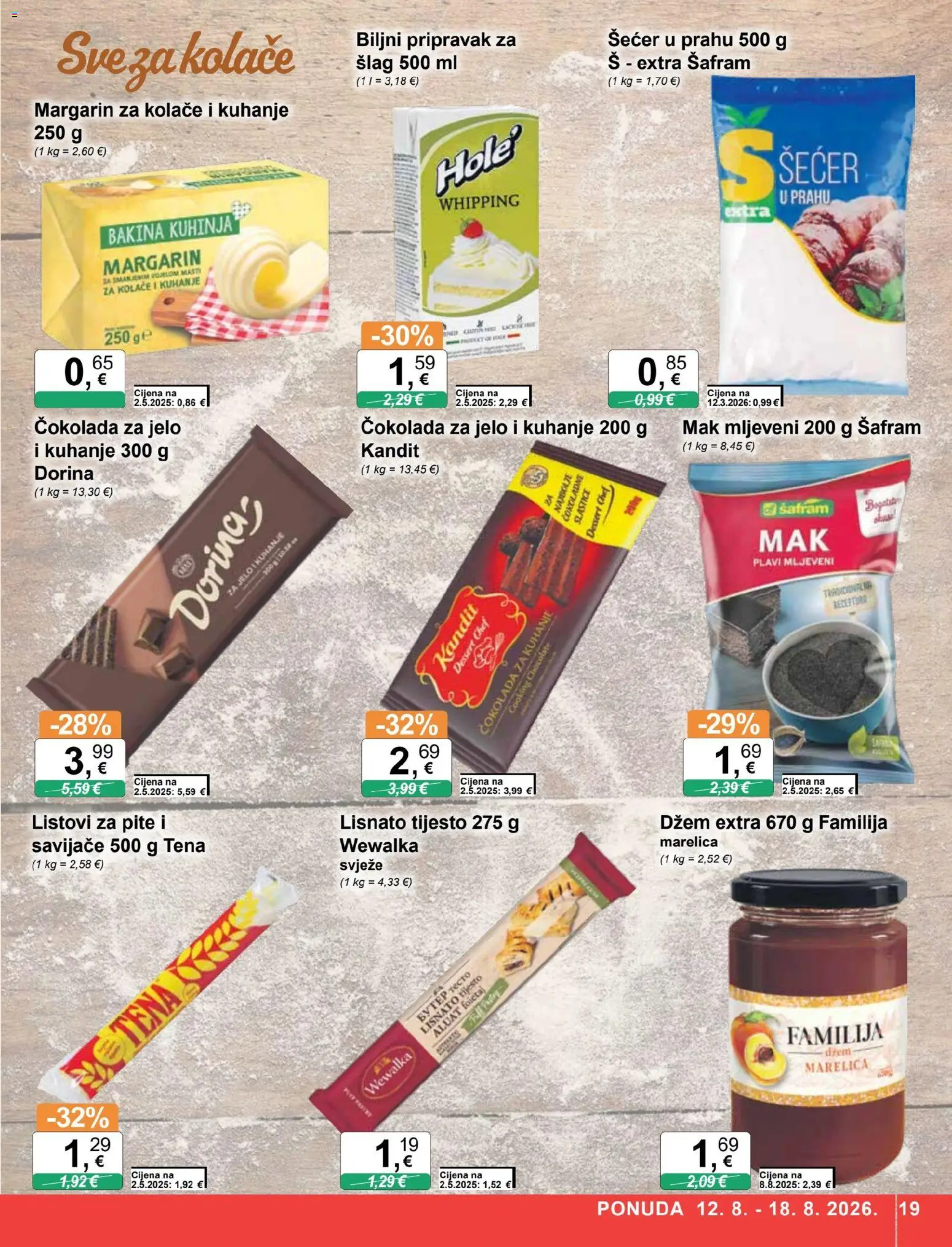 KTC katalog | vrijedi od 12.08.2026 | Stranica: 19 | Proizvodi: Listovi za pite, Margarin, Šećer, Kuhinja