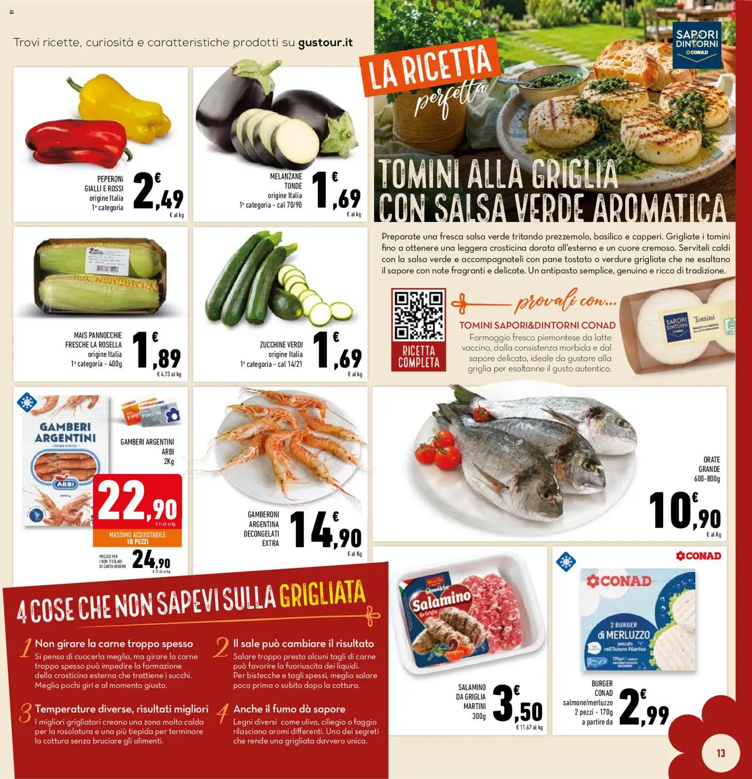Volantino Conad del 29/07/2026 | Pagina: 13 | Prodotti: Pane, Sale, Melanzane, Griglia