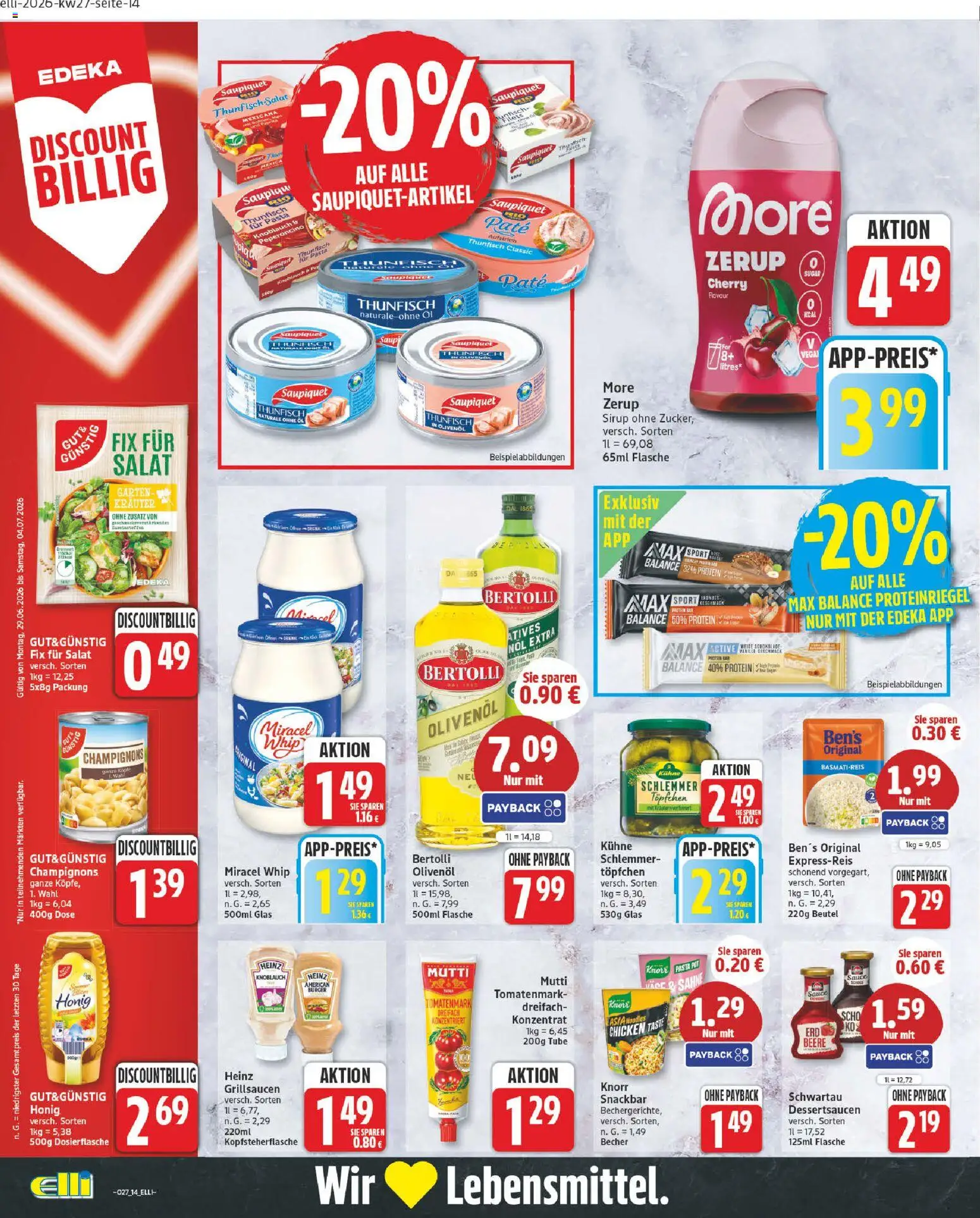 Elli Markt Prospekt Erwitte – gültig ab 29.06.2026 | Seite: 14 | Produkte: Öl, Sirup, Champignons, Pasta