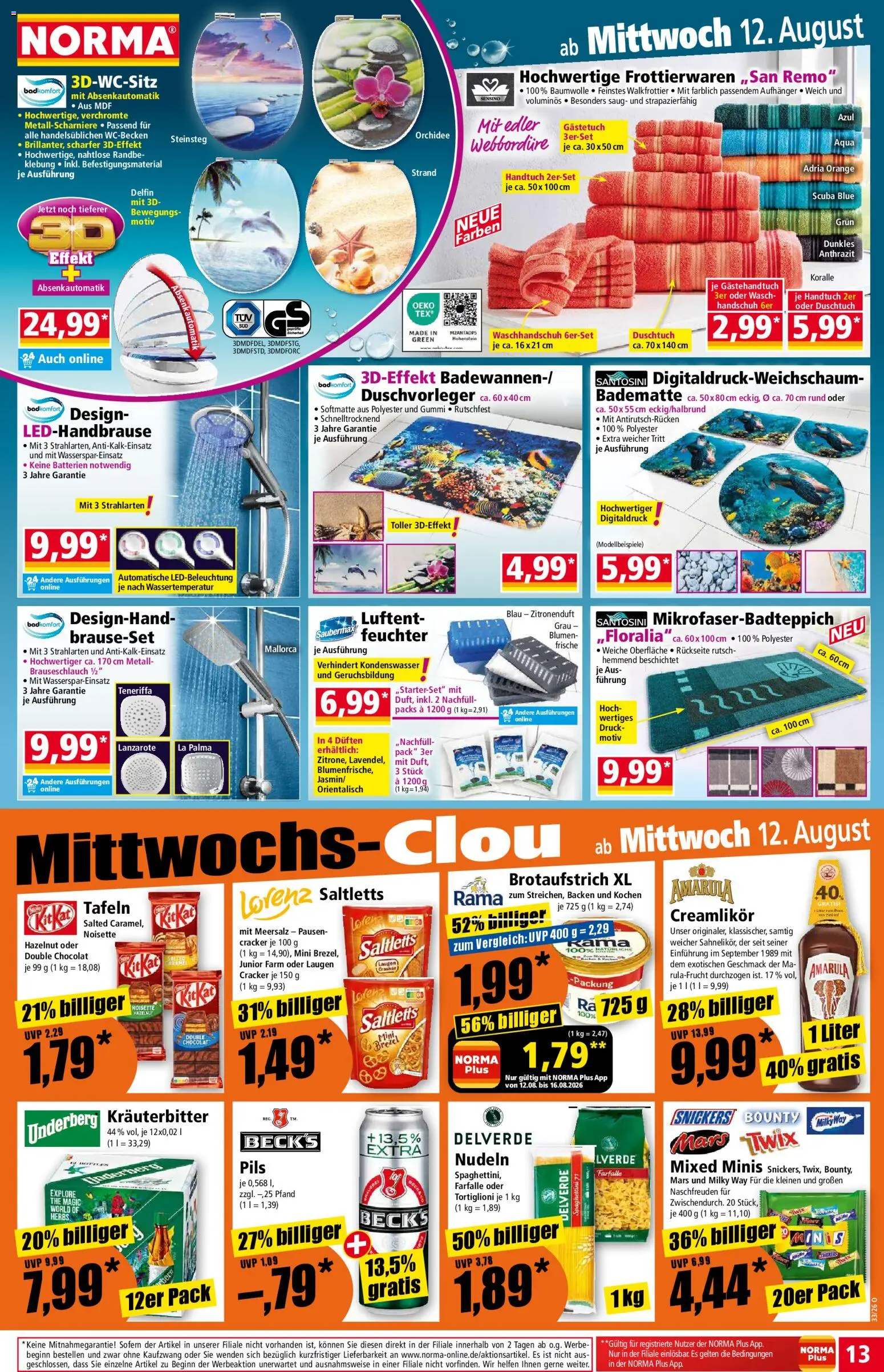 Norma Prospekt – gültig ab 10.08.2026 | Seite: 14 | Produkte: Orchidee, Blumen, Snickers, Underberg