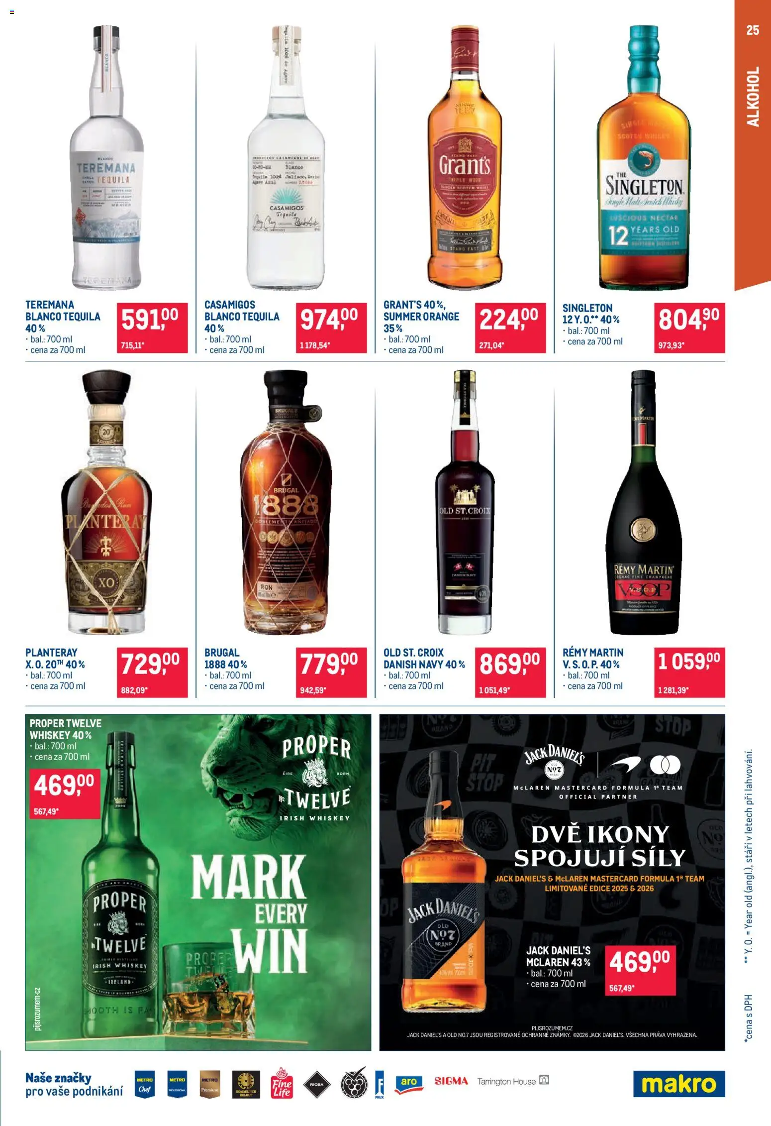 Makro leták - Pro milovníky jídla od 29.07.2026 | Strana: 25 | Produkty: Remy Martin, Whiskey, Whisky, Jack Daniel’s