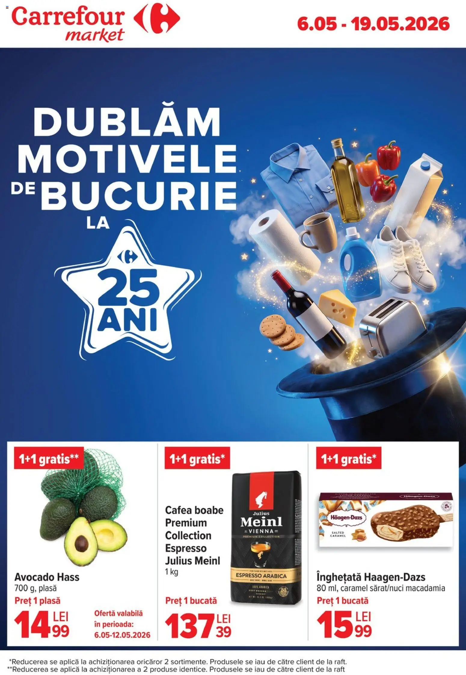 Noul catalog Carrefour – valabil de la 06.05.2026 | Pagină: 1 | Produse: Raft, Cafea, Înghețată, Avocado