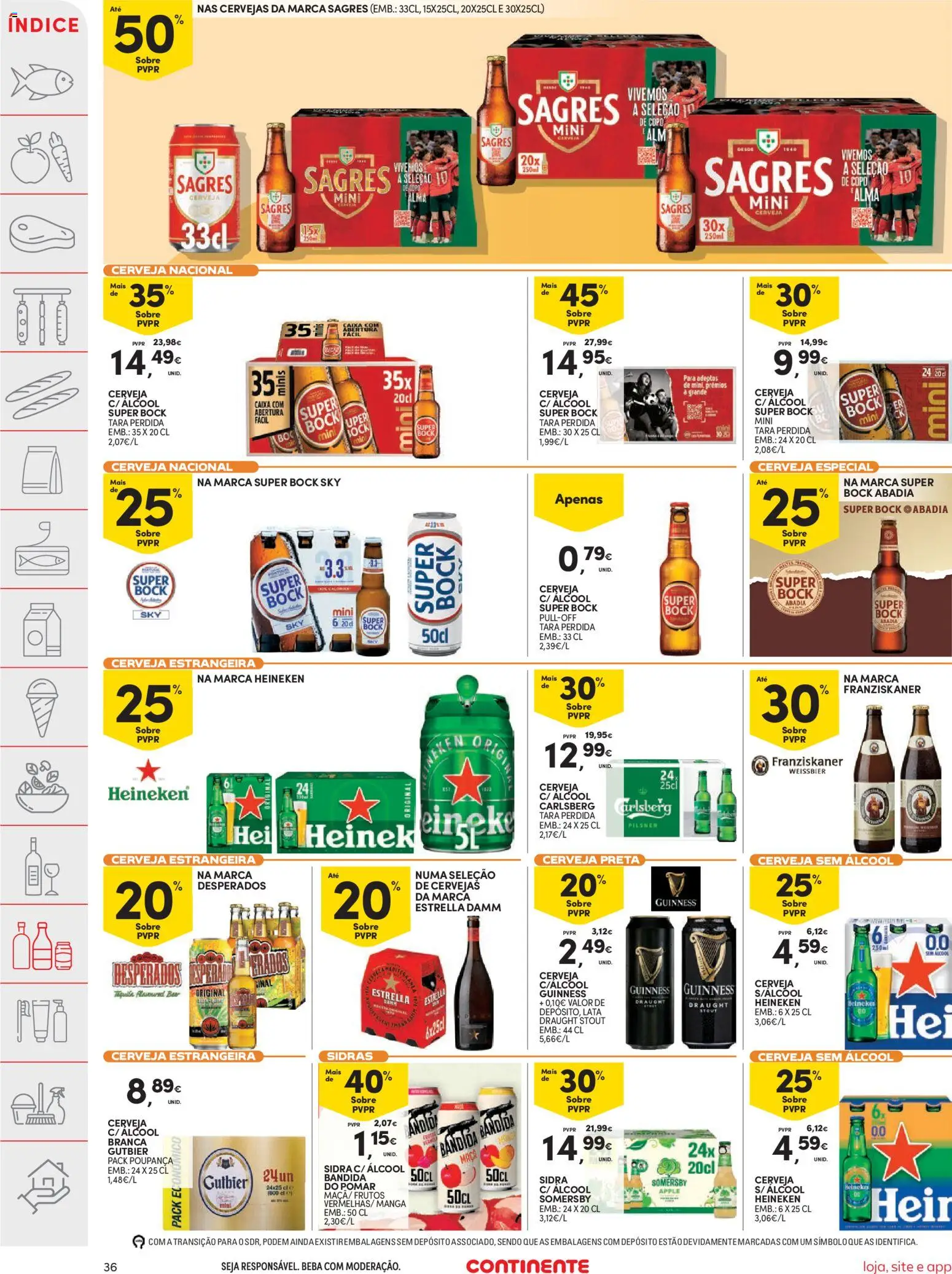 Continente folheto │ válido de 23/06/2026 | Página: 38 | Produtos: Super bock sky, Super bock, Maça, Cerveja
