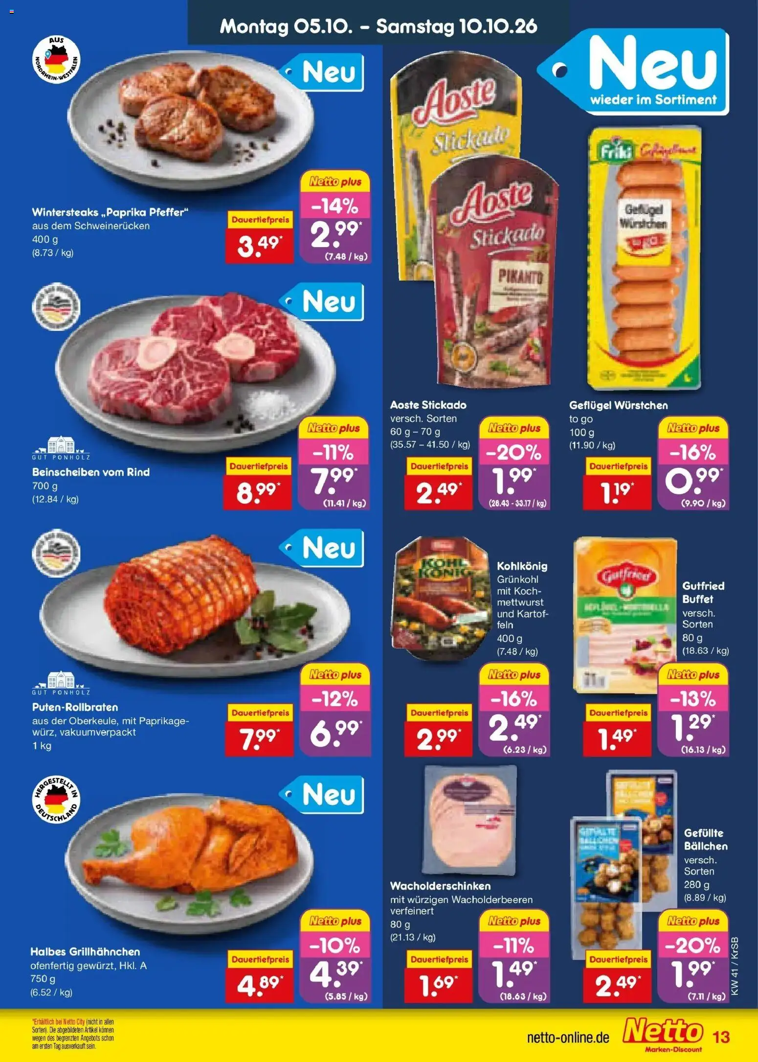 Netto Marken-Discount Prospekt Baesweiler (ab 05.10.2026) » Angebote | Seite: 13 | Produkte: Pfeffer, Schweinerucken