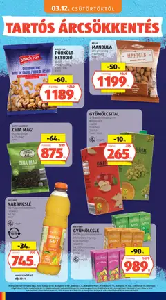 PÖRKÖLT KESUDIÓ, sózott, 200 g/csomag - amely érvényes a következő dátumtól: 03.05.2026 | Oldal: 48 | Termékek: Gyümölcslé, Gyümölcsital, Kesudió, Chia mag