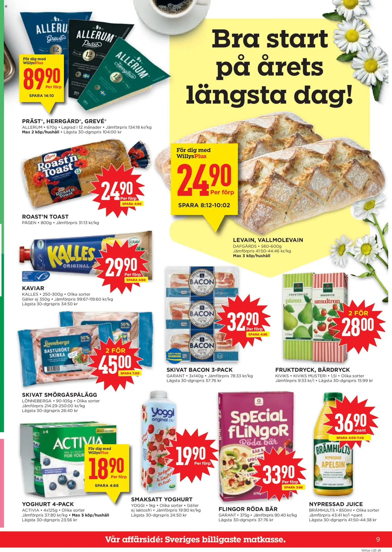Willys reklamblad aktuell från 15.06.2026 | Sida: 9 | Produkter: Galler, Yoghurt, Skinka, Apelsin